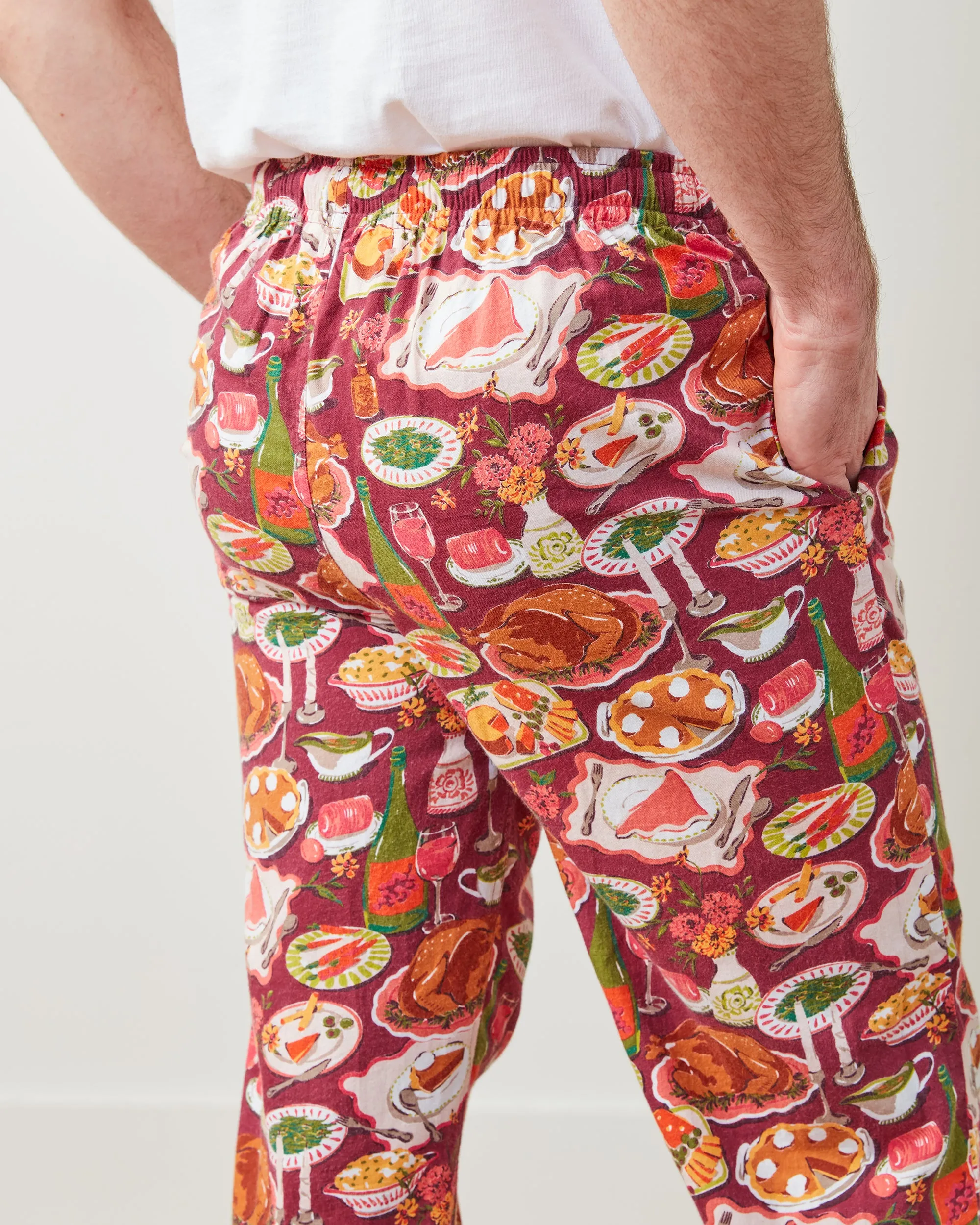 Festive Feast - Men's Lightweight Flannel PJ Pants - Cranberry Sauce sold by Printfresh product image thumbnail 4