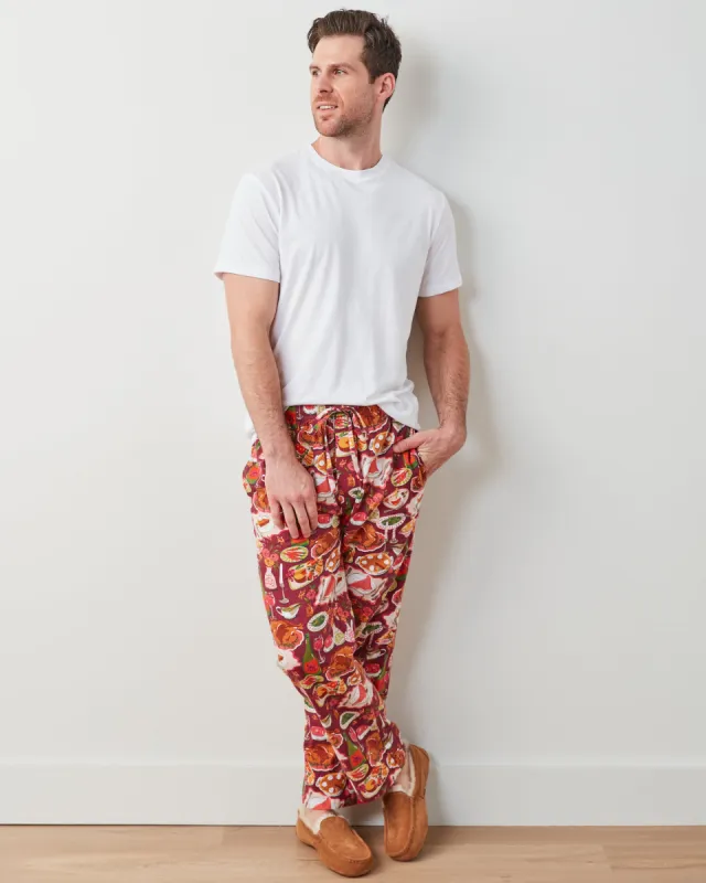 Festive Feast - Men's Lightweight Flannel PJ Pants - Cranberry Sauce sold by Printfresh