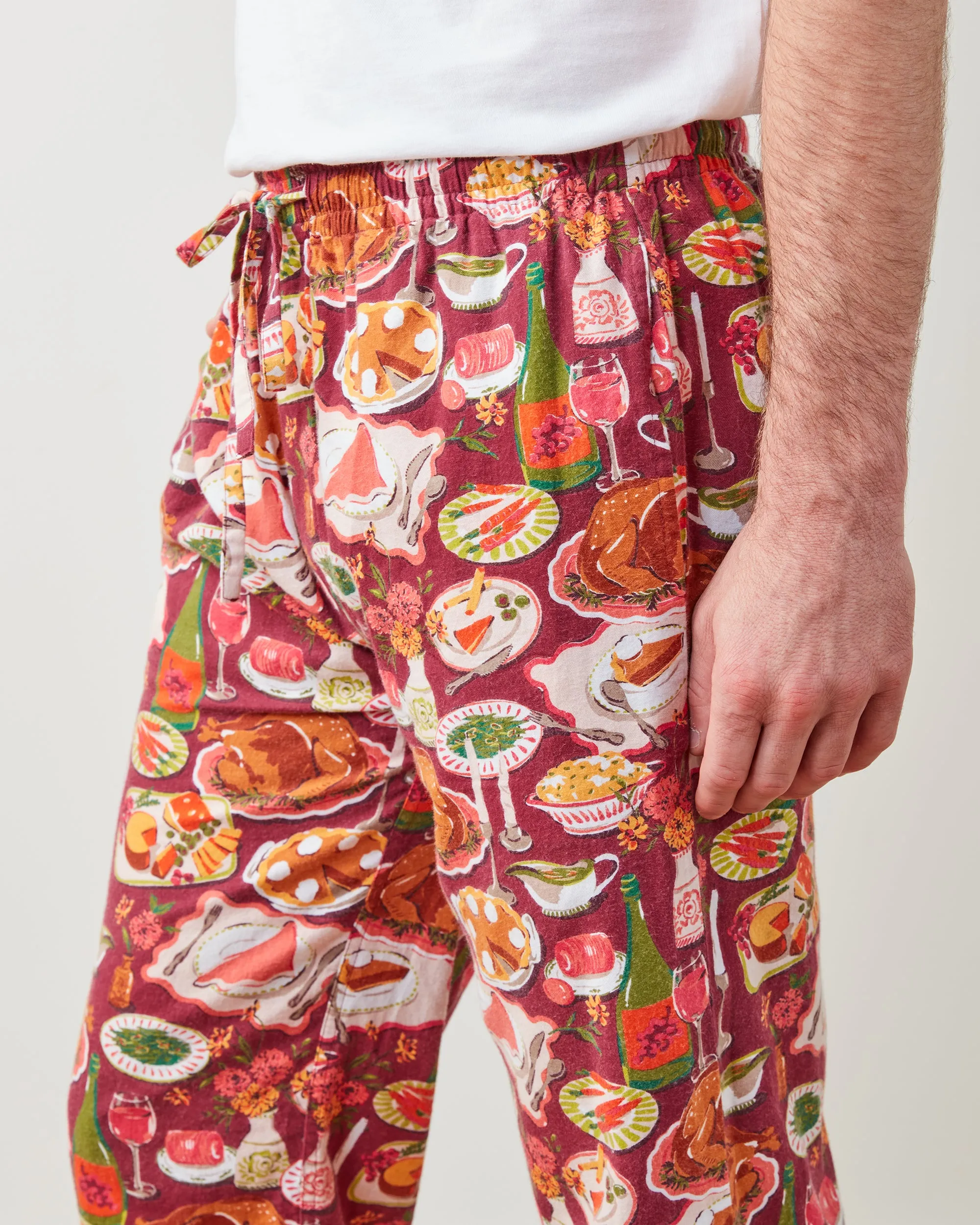 Festive Feast - Men's Lightweight Flannel PJ Pants - Cranberry Sauce sold by Printfresh product image thumbnail 2