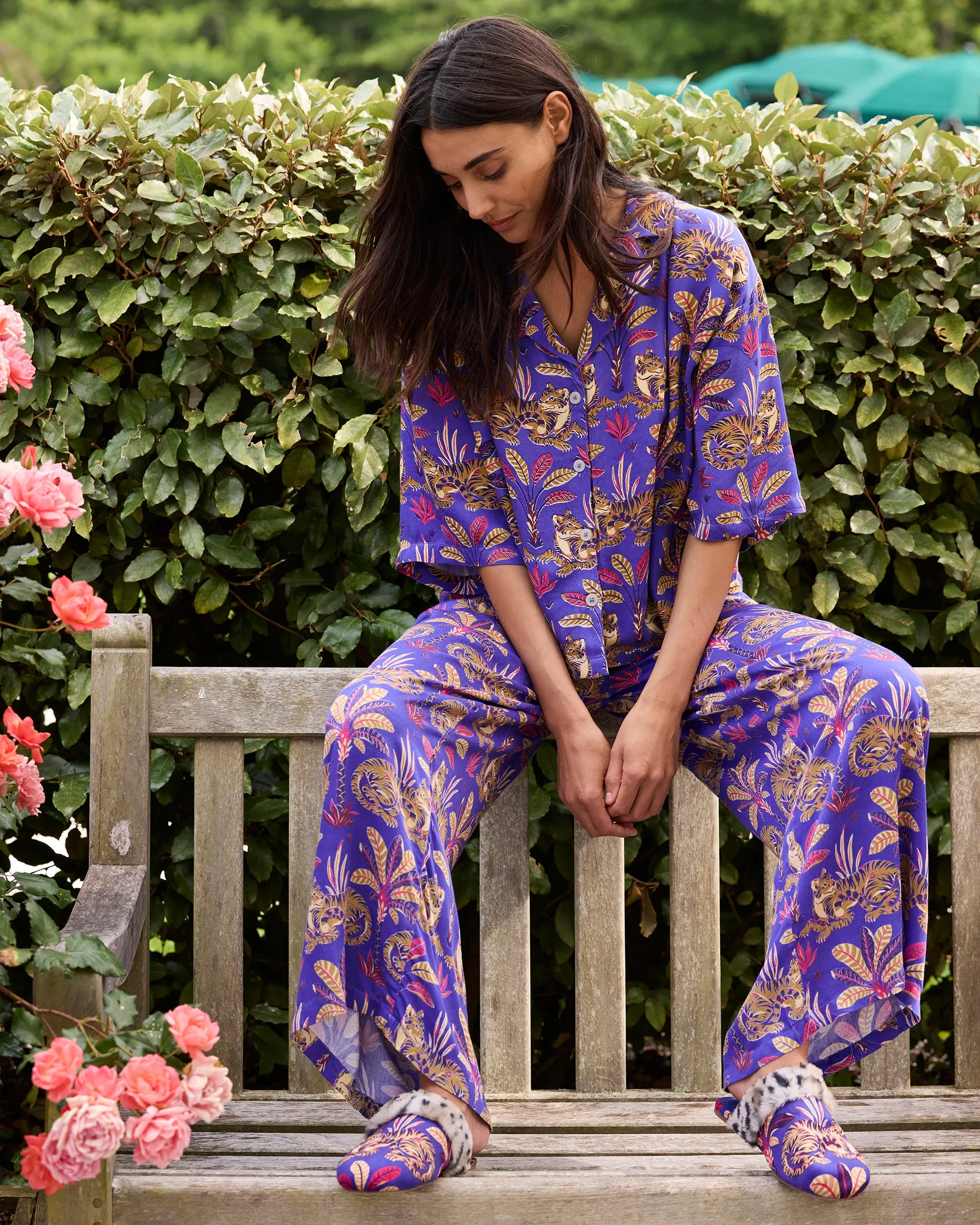 Untamed Tiger - Velvet Faux-Fur Slippers - Grape Soda sold by Printfresh product image thumbnail 5