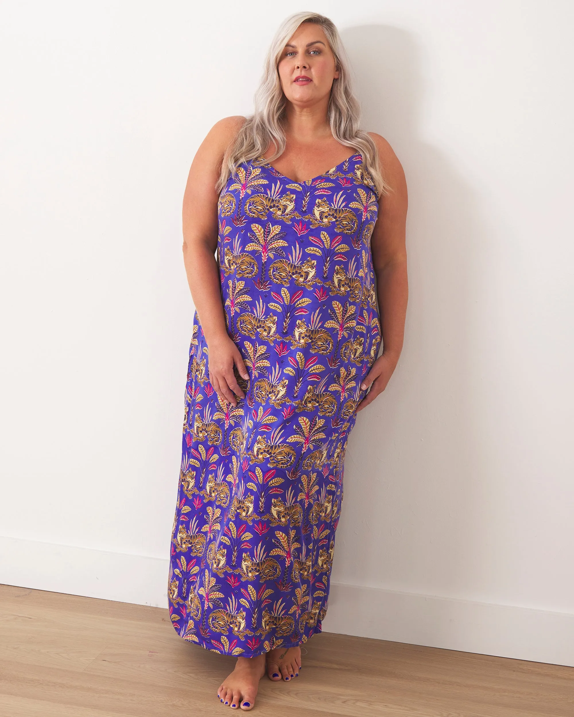 Untamed Tiger - Satin Chic to Sleep Nightie - Grape Soda sold by Printfresh