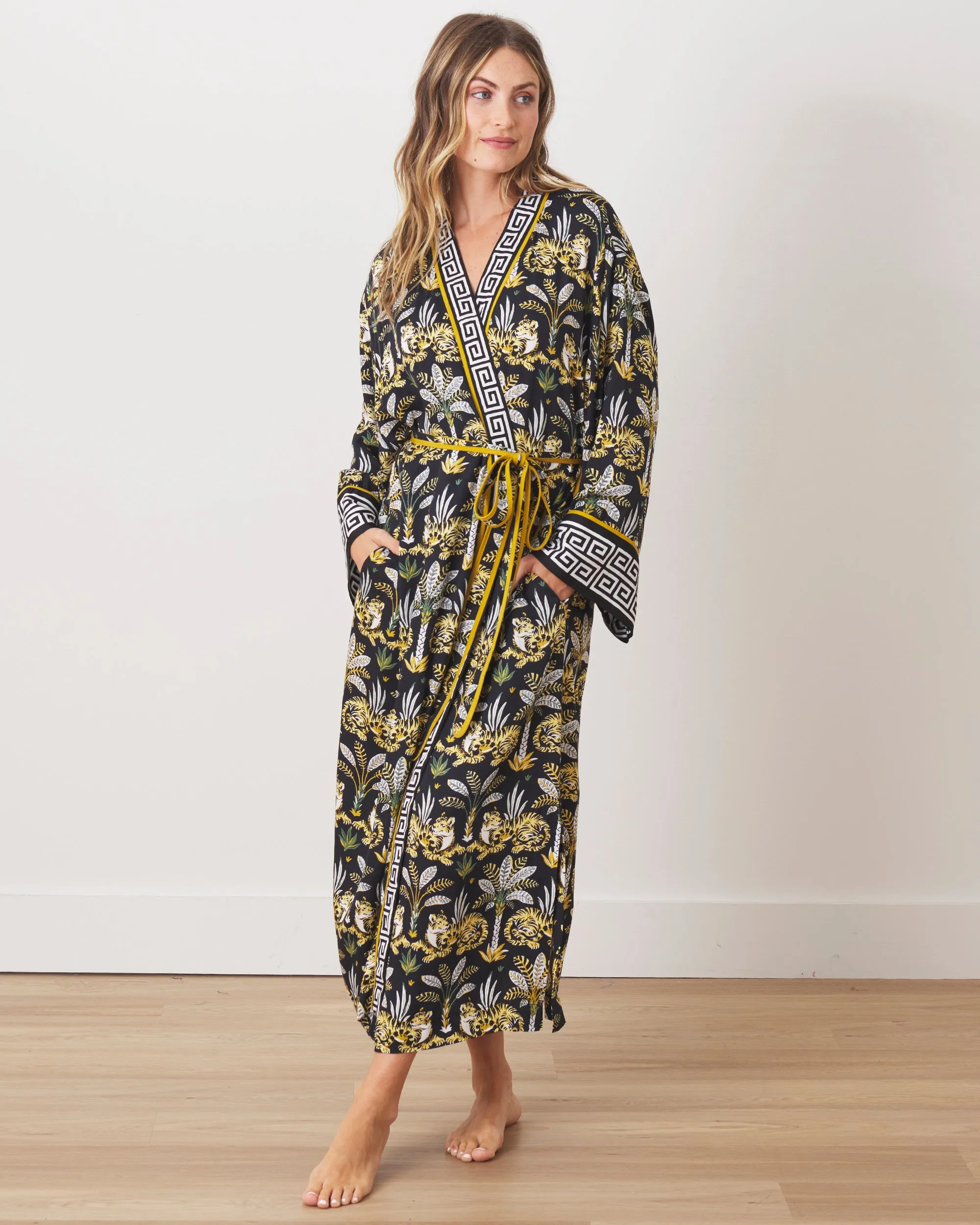 Untamed Tiger - Satin Robe - Gold Ink sold by Printfresh product image thumbnail 2