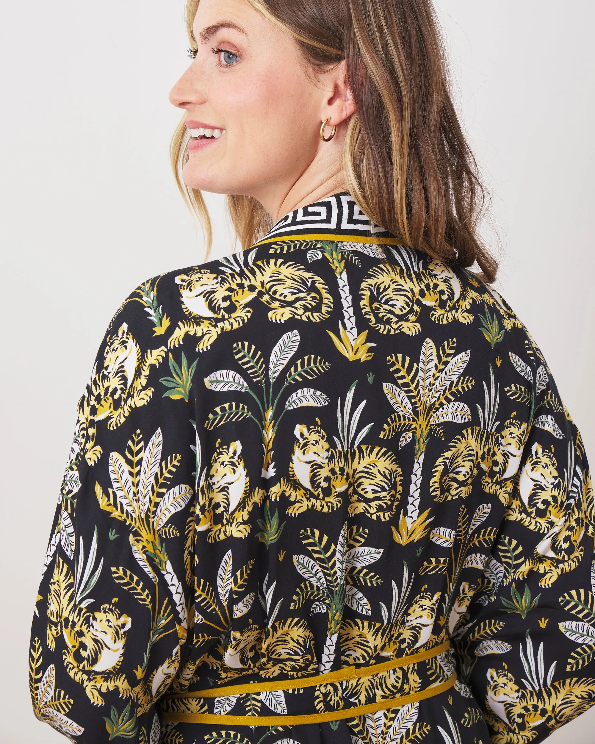 Untamed Tiger - Satin Robe - Gold Ink sold by Printfresh product image thumbnail 5