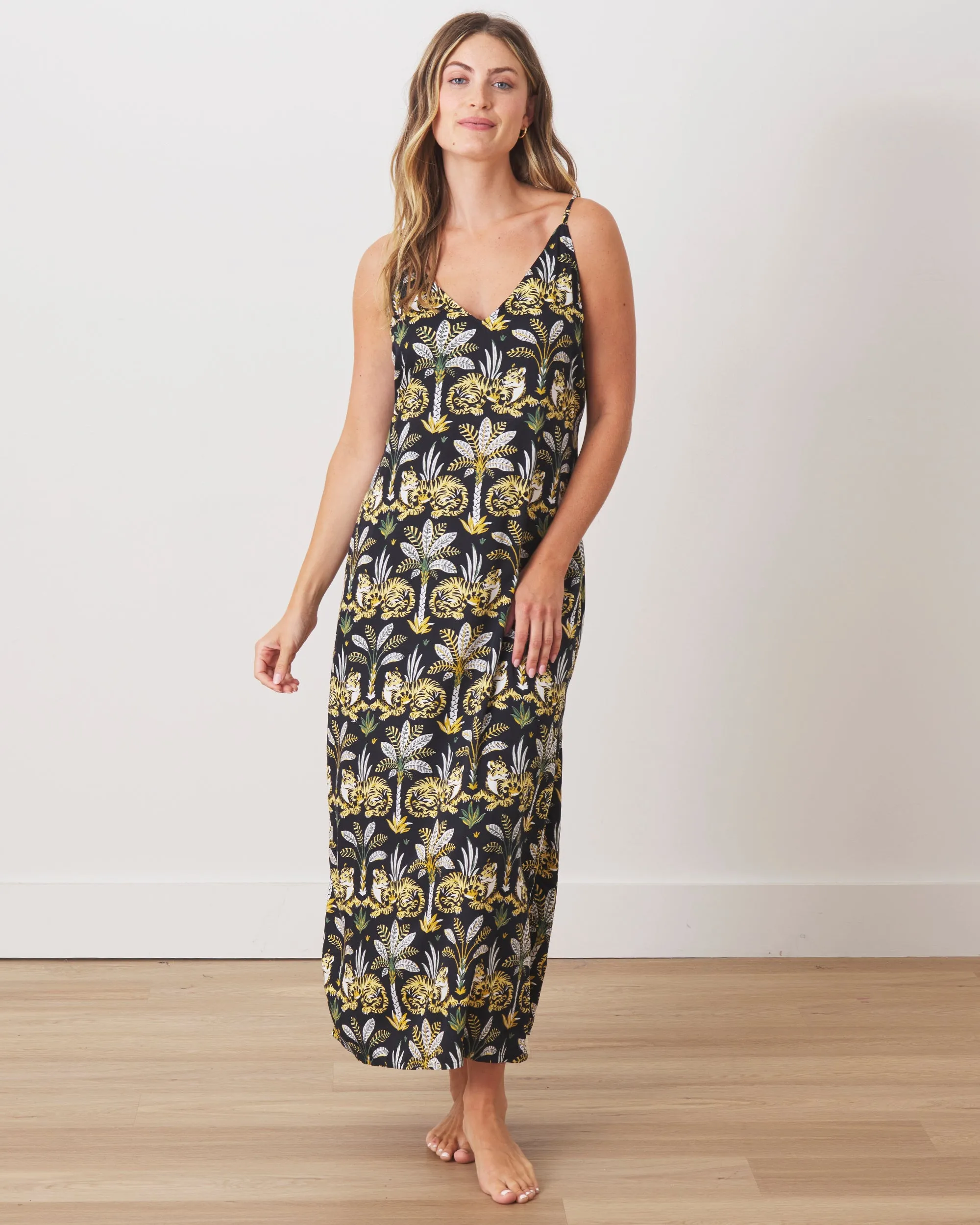 Untamed Tiger - Eco Satin Chic to Sleep Nightie - Gold Ink sold by Printfresh product image thumbnail 5