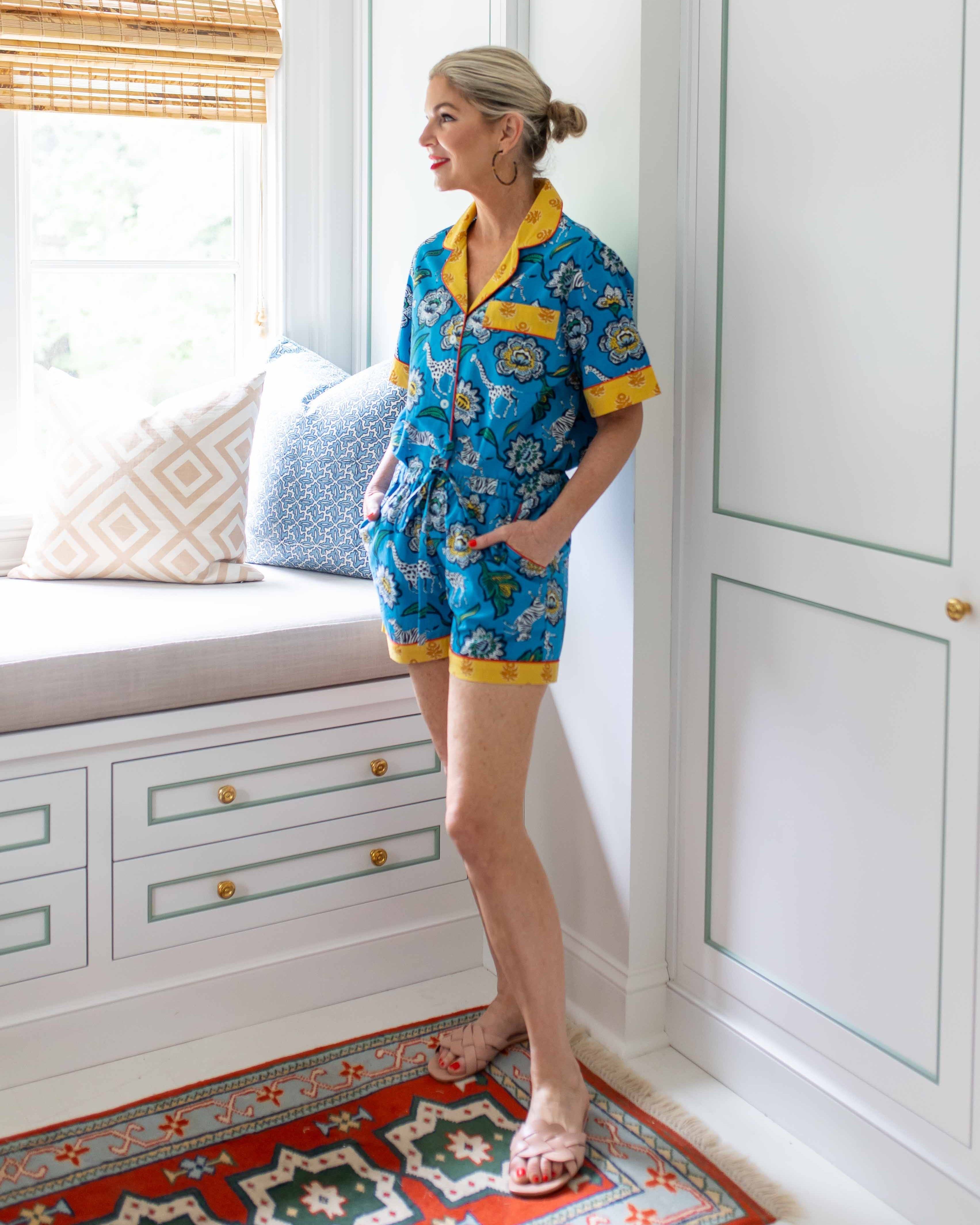 PF x Pencil & Paper Co. Floral Safari - Short Sleep Set - Cobalt sold by Printfresh product image thumbnail 5