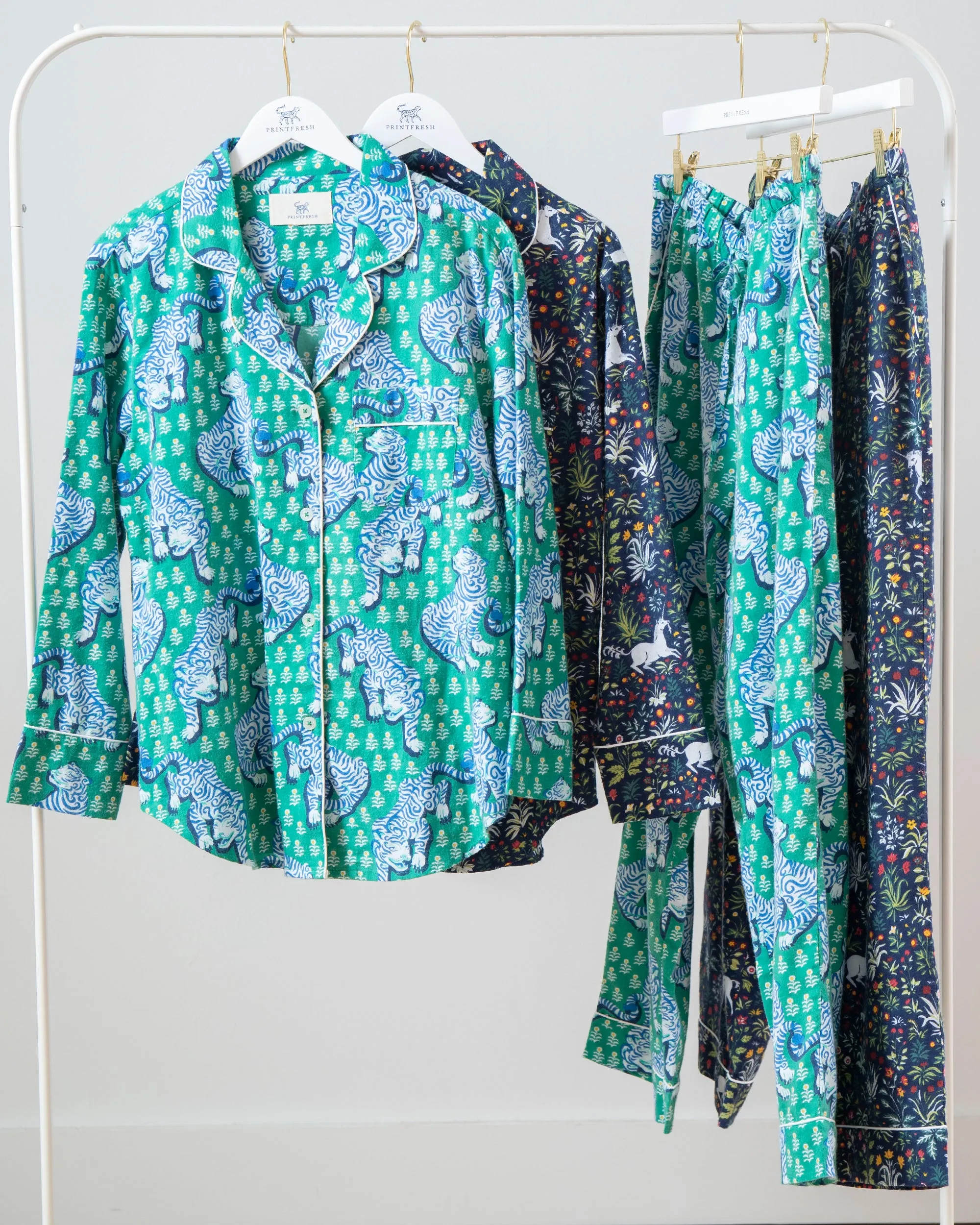 Tiger Queen/Unicorn's Garden - 2-Pack Lightweight Flannel Long PJ Sets - Multi sold by Printfresh product image thumbnail 2