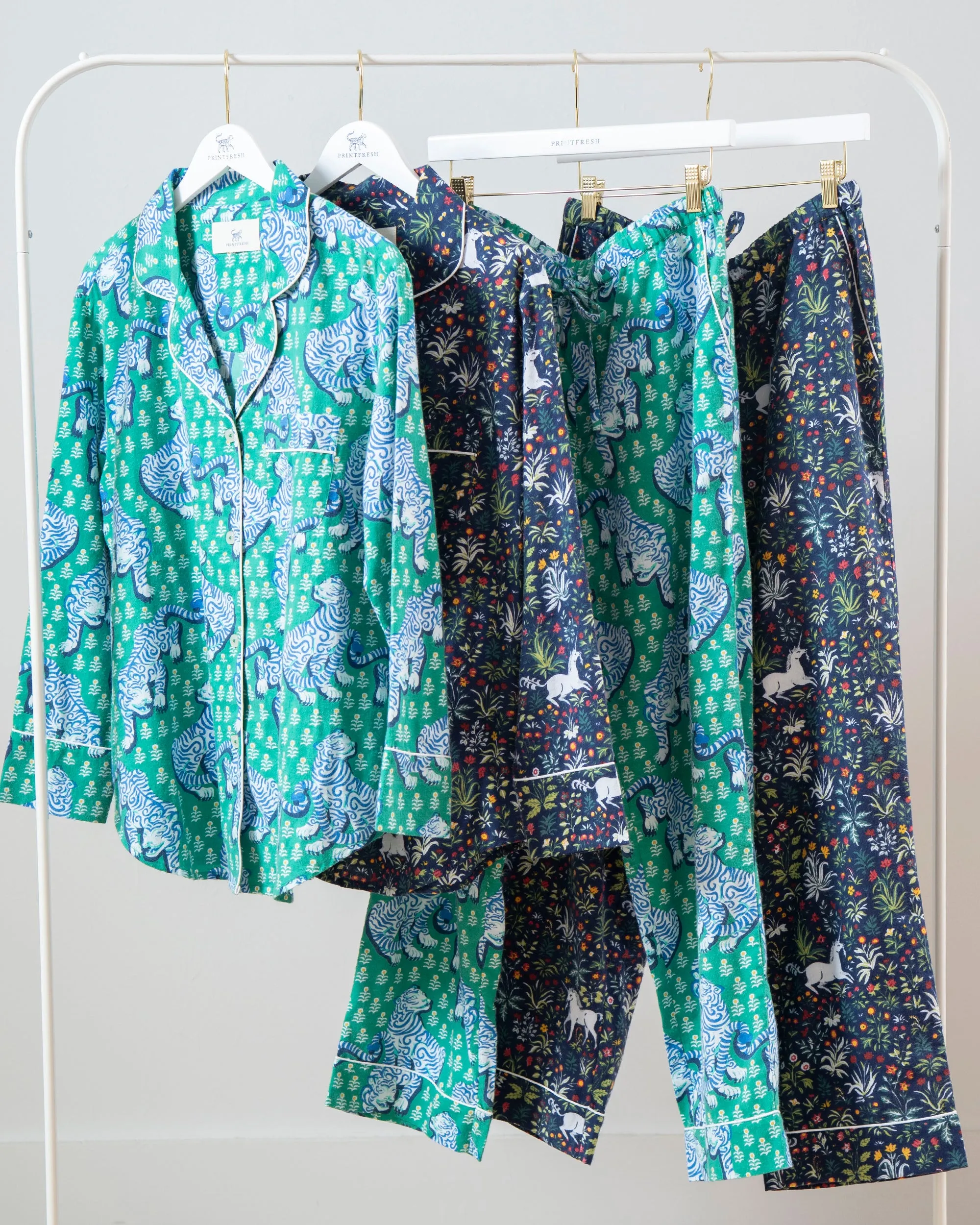 Tiger Queen/Unicorn's Garden - 2-Pack Lightweight Flannel Long PJ Sets - Multi sold by Printfresh