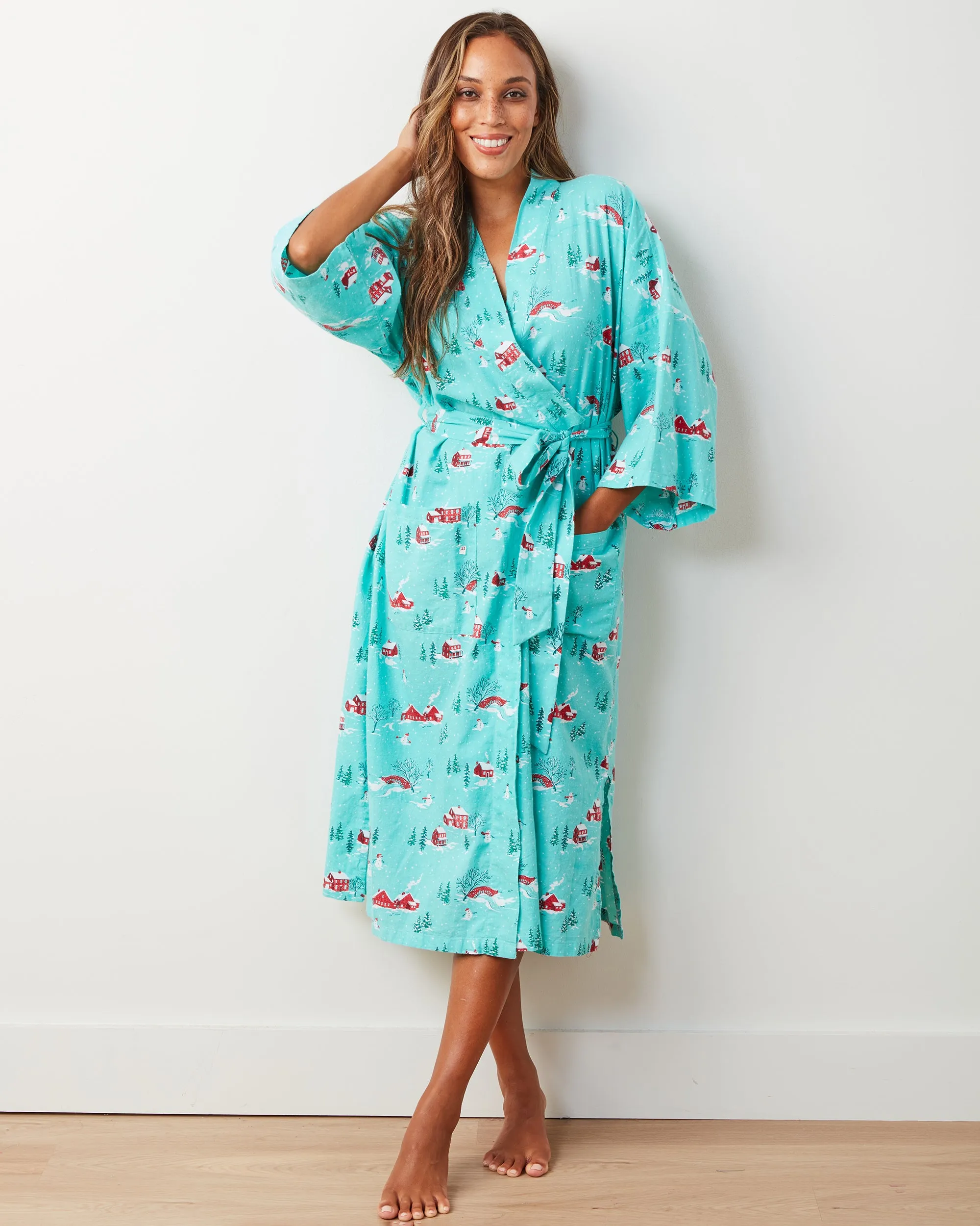 Winter Wonderland - Lightweight Flannel Robe - Snow Day sold by Printfresh product image thumbnail 2
