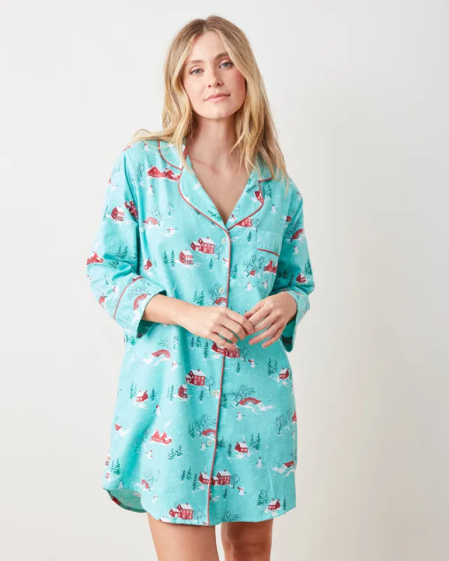 Winter Wonderland - Lightweight Flannel Sleep Shirt - Snow Day sold by Printfresh