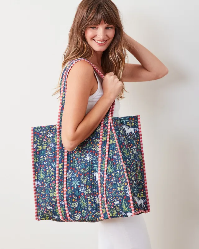 Unicorns Garden - The Traveler Tote - Indigo sold by Printfresh