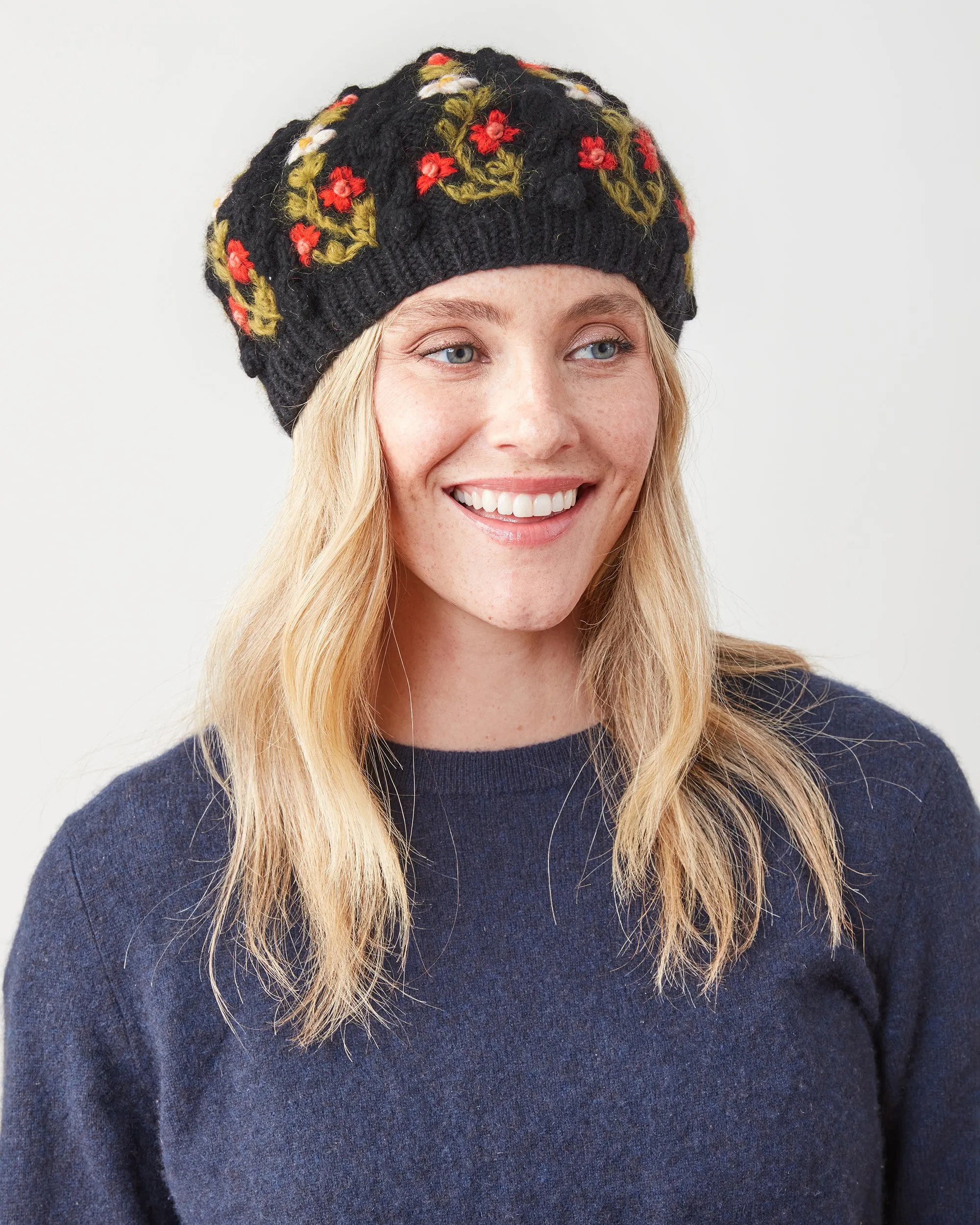 Black - Eleanor Beret - French Knot sold by Printfresh product image thumbnail 3