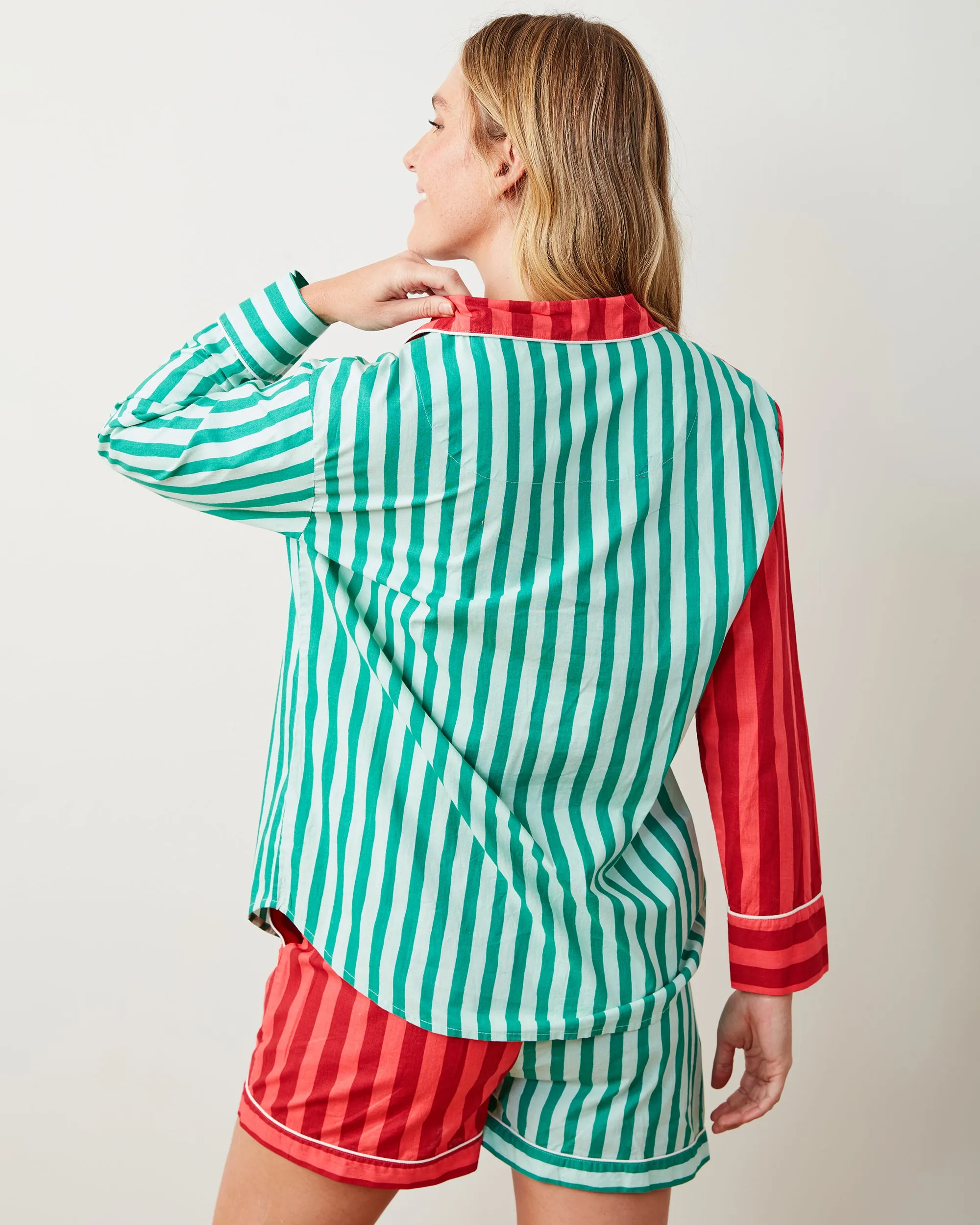 Holiday Stripes - Long Sleeve Top & Shorts Set - Spearmint & Peppermint sold by Printfresh product image thumbnail 3