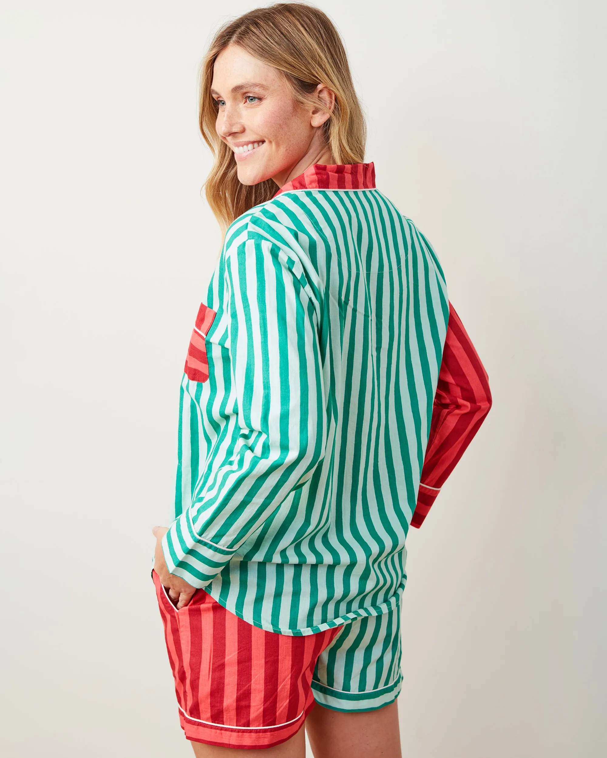 Holiday Stripes - Long Sleeve Top & Shorts Set - Spearmint & Peppermint sold by Printfresh product image thumbnail 5