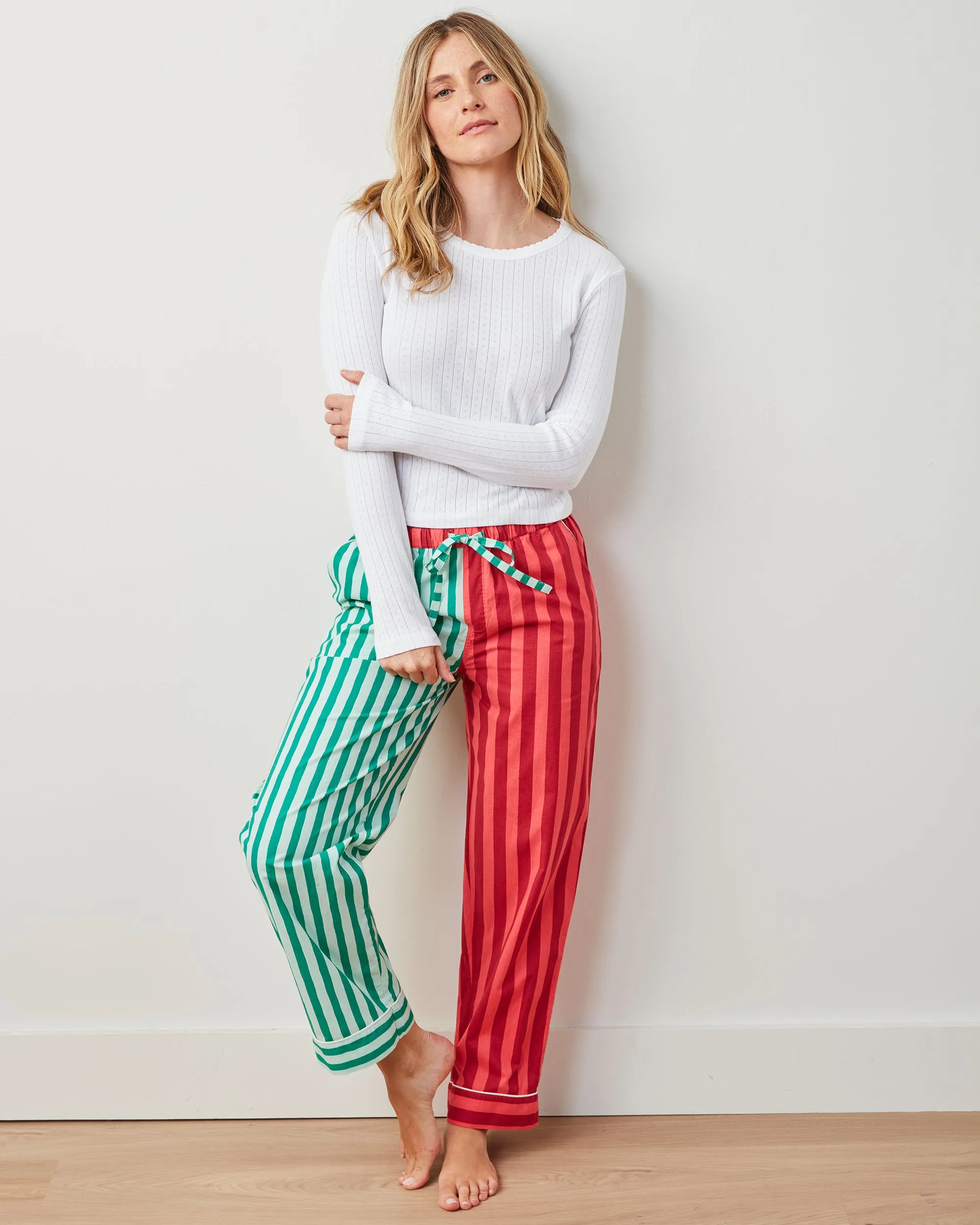 Holiday Stripes - PJ Pants - Spearmint & Peppermint sold by Printfresh product image thumbnail 2