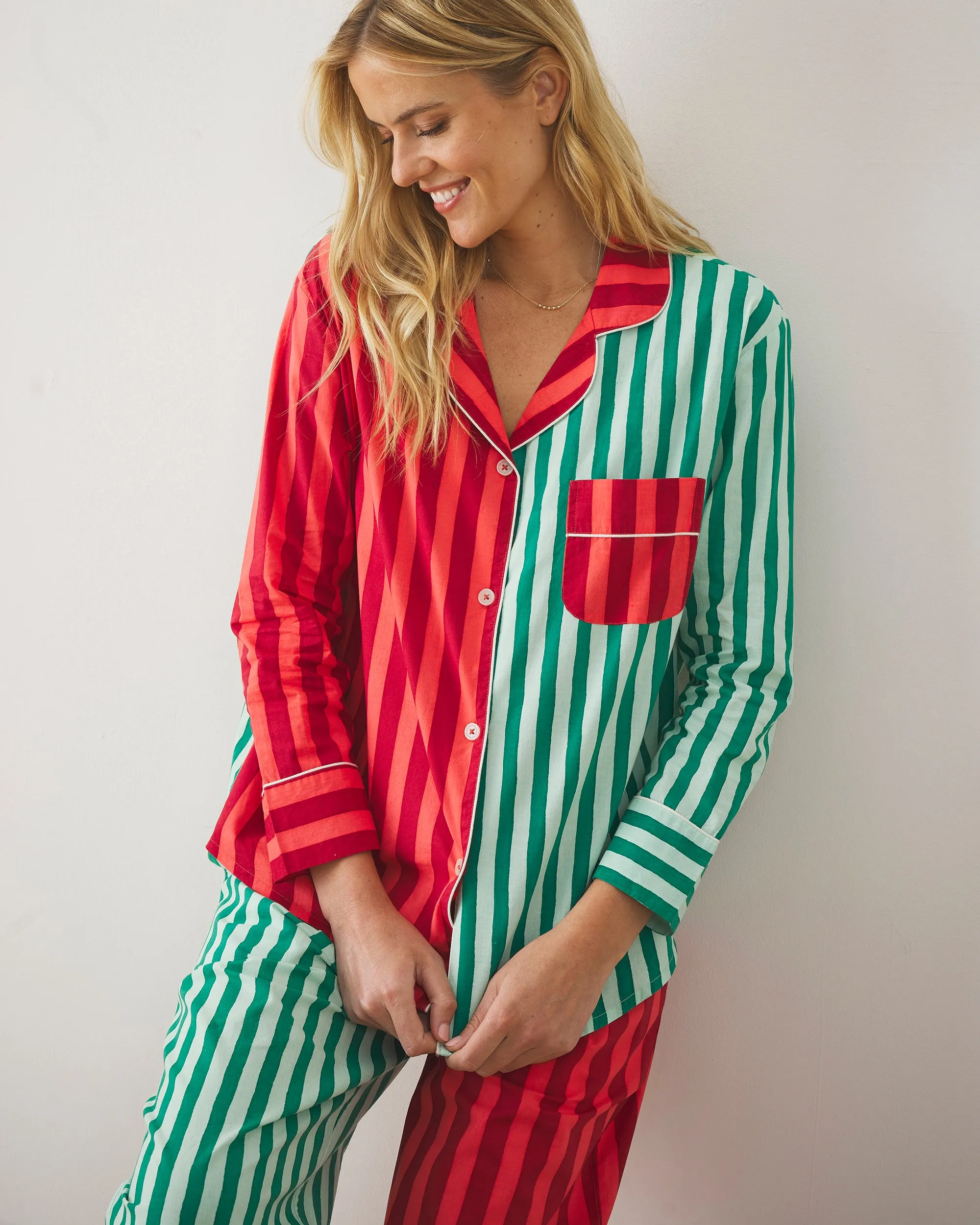 Holiday Stripes - Tall Long PJ Set - Spearmint & Peppermint sold by Printfresh product image thumbnail 3