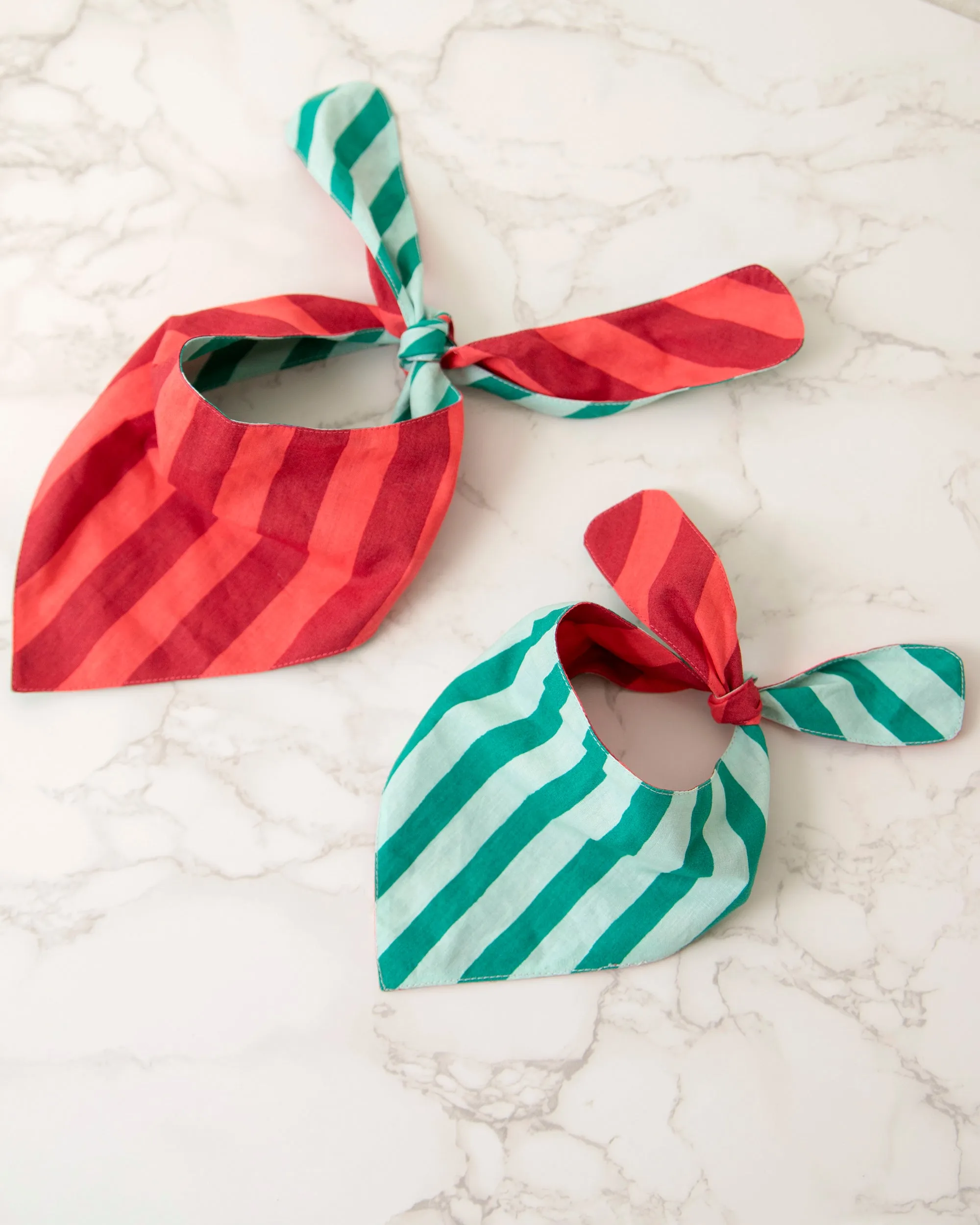 Holiday Stripes - Pet Bandana - Spearmint & Peppermint sold by Printfresh product image thumbnail 2
