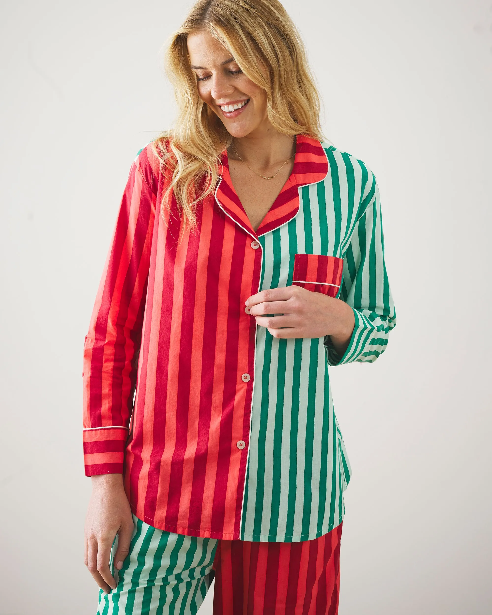 Holiday Stripes - Long PJ Set - Spearmint & Peppermint sold by Printfresh product image thumbnail 5