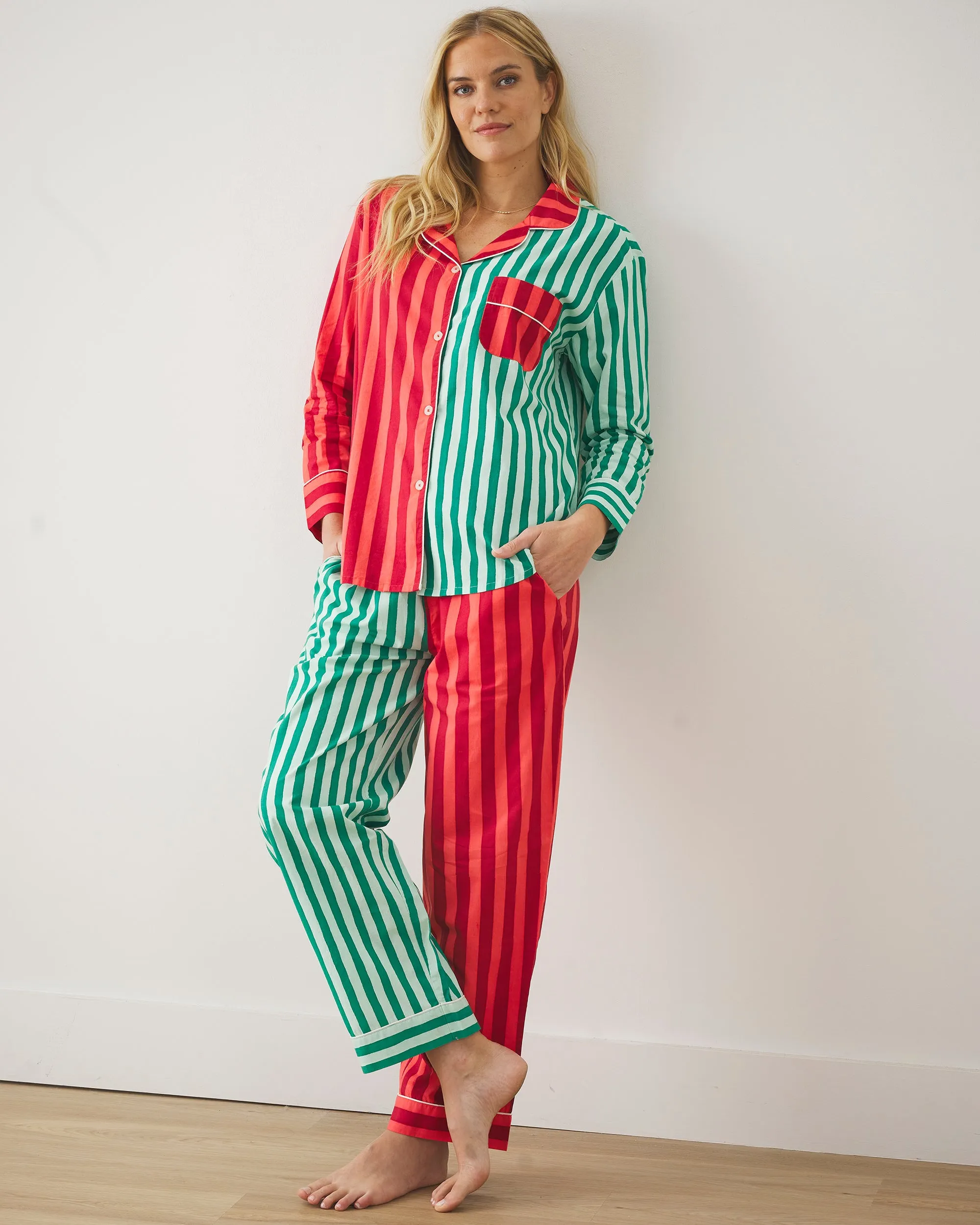 Holiday Stripes - Long PJ Set - Spearmint & Peppermint sold by Printfresh product image thumbnail 2