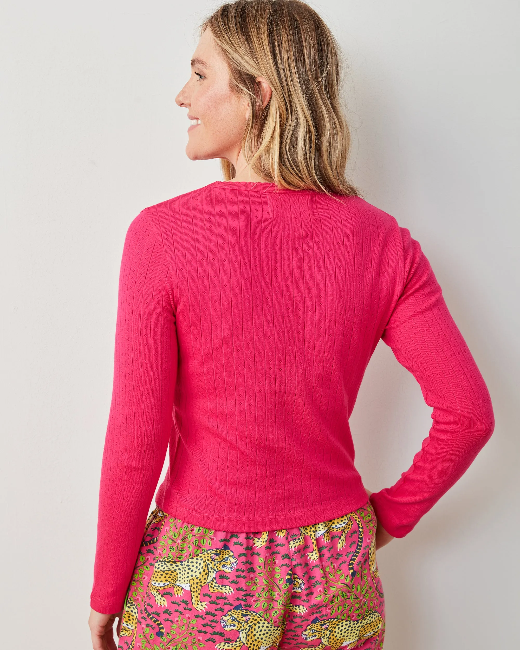 Bright Pink - Pointelle Long Sleeve - Shirt sold by Printfresh product image thumbnail 5
