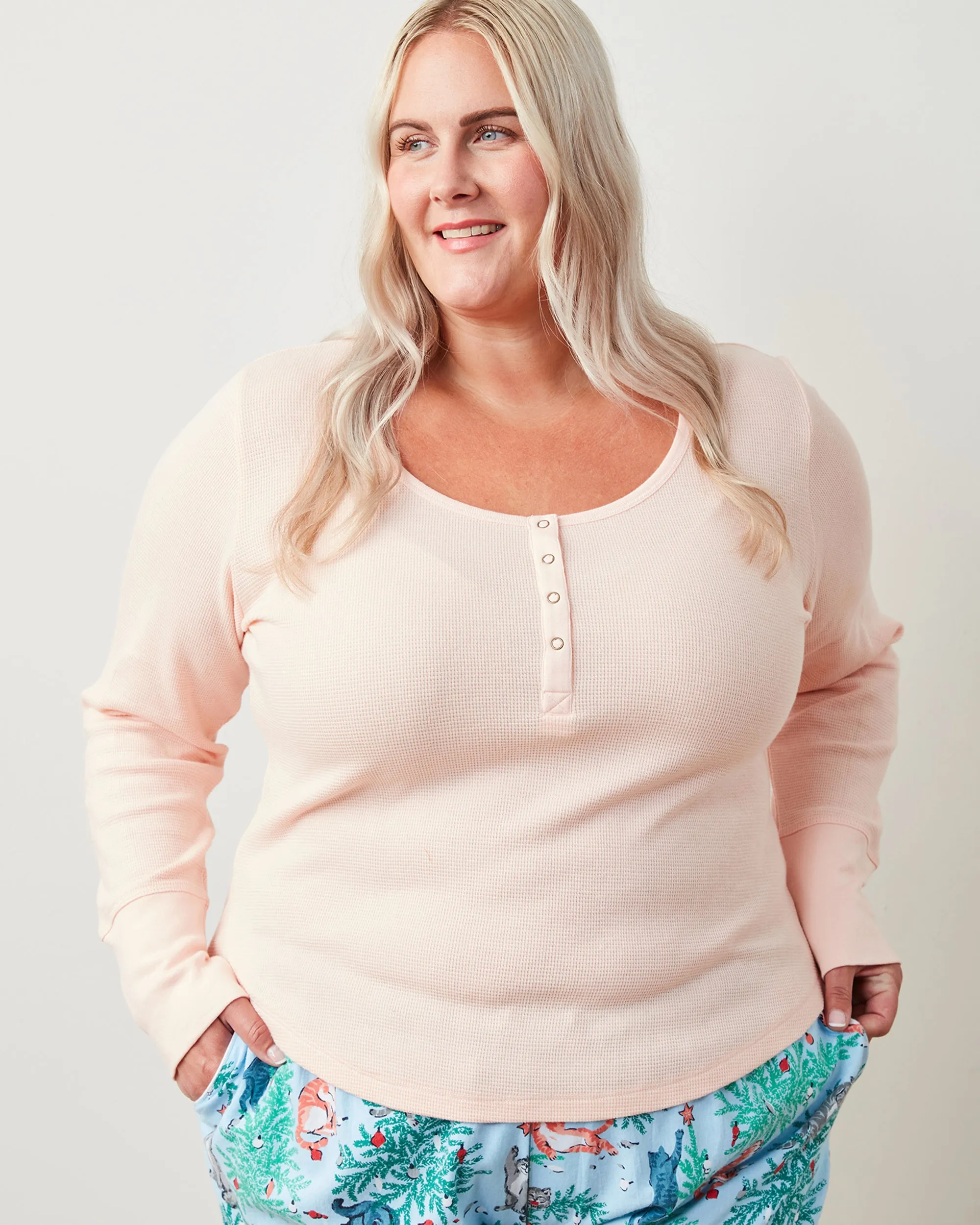 Pink Whisper - Cozy Henley - Thermal sold by Printfresh product image thumbnail 2