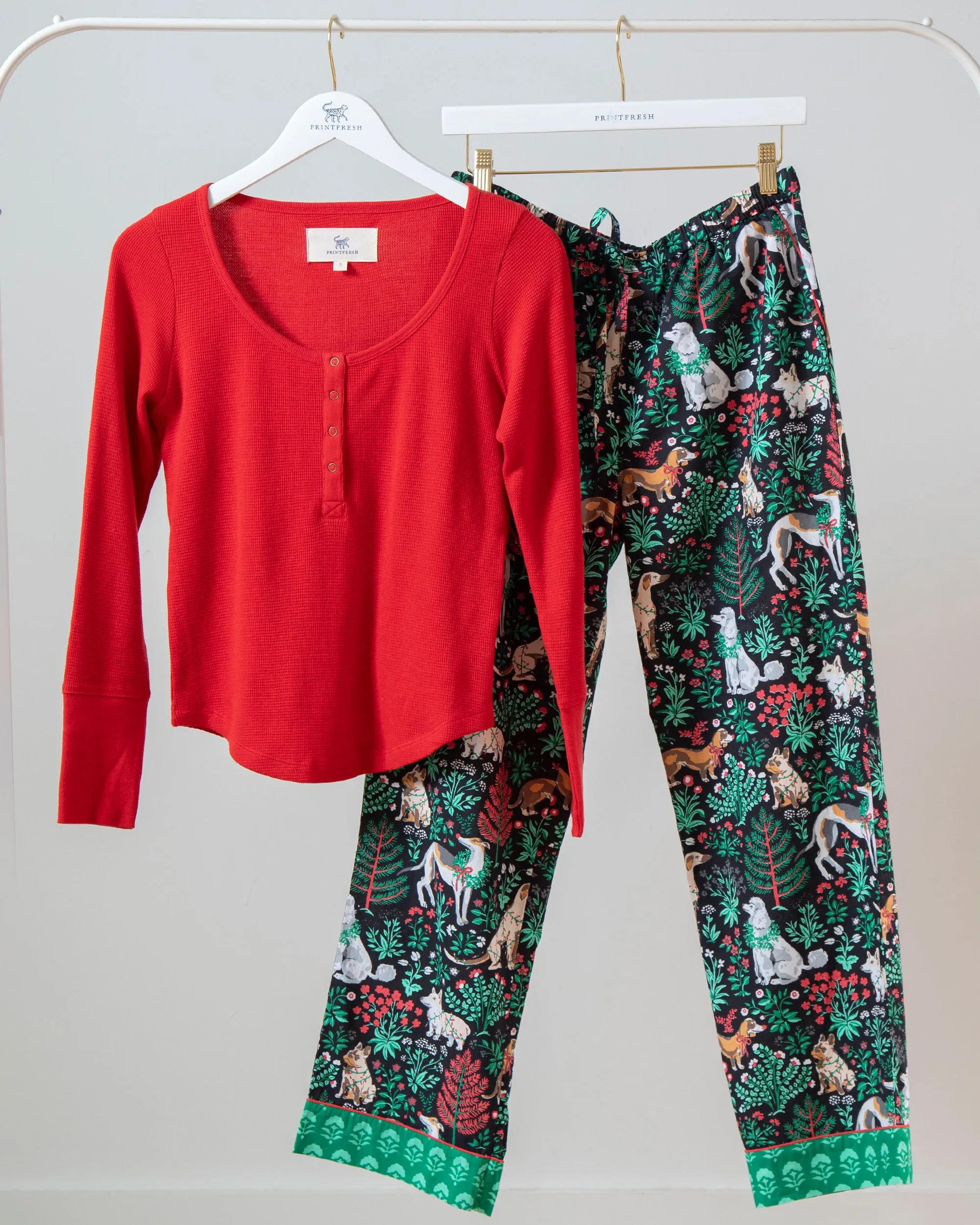 Happy Howlidays - Cozy Henley & PJ Pants Set - Ink sold by Printfresh product image thumbnail 3