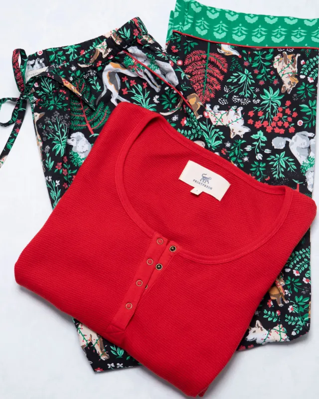 Happy Howlidays - Cozy Henley & PJ Pants Set - Ink sold by Printfresh
