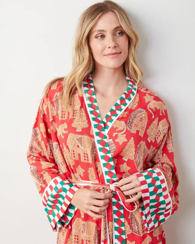Gingerbread Party - Satin Robe - Ruby sold by Printfresh