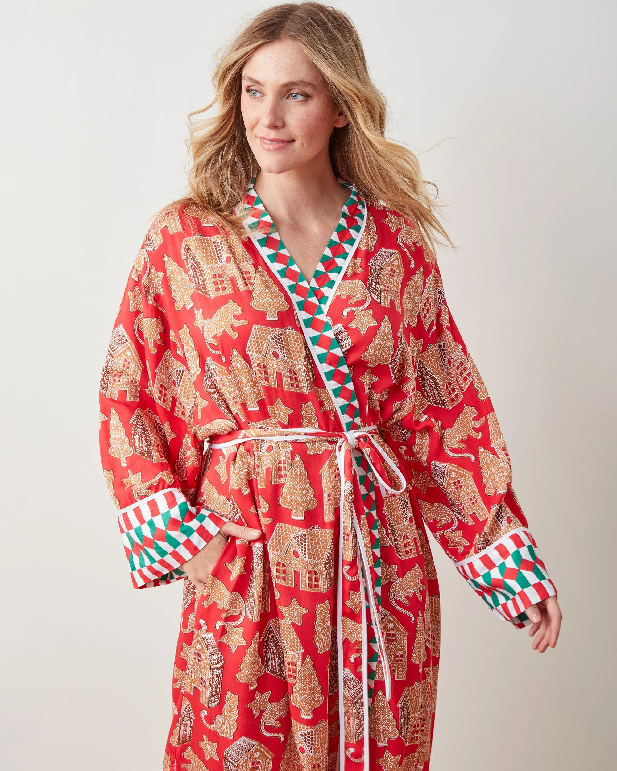 Gingerbread Party - Satin Robe - Ruby sold by Printfresh product image thumbnail 3