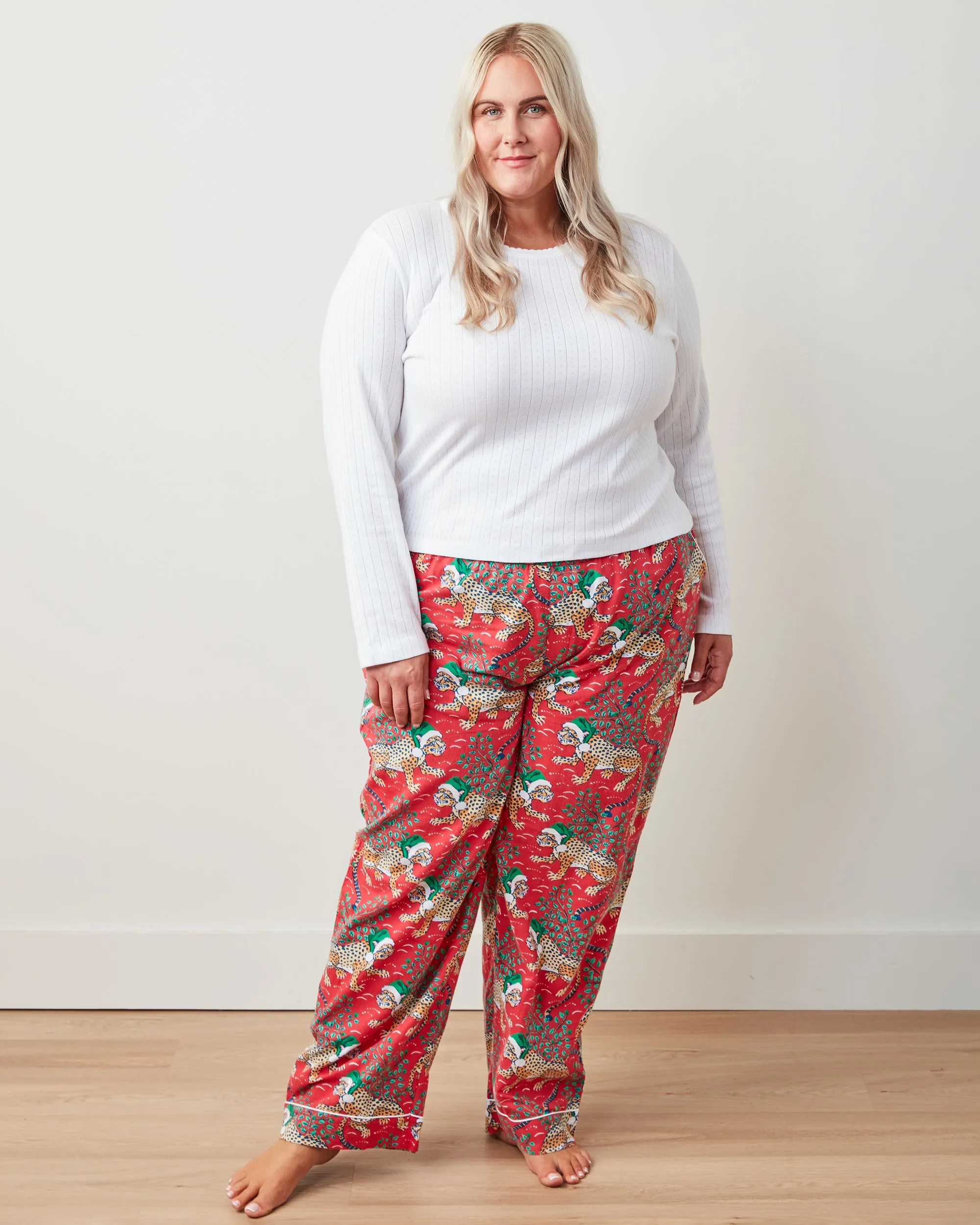 Holly Jolly Bagheera - Petite Lightweight Flannel PJ Pants - Ruby sold by Printfresh product image thumbnail 3