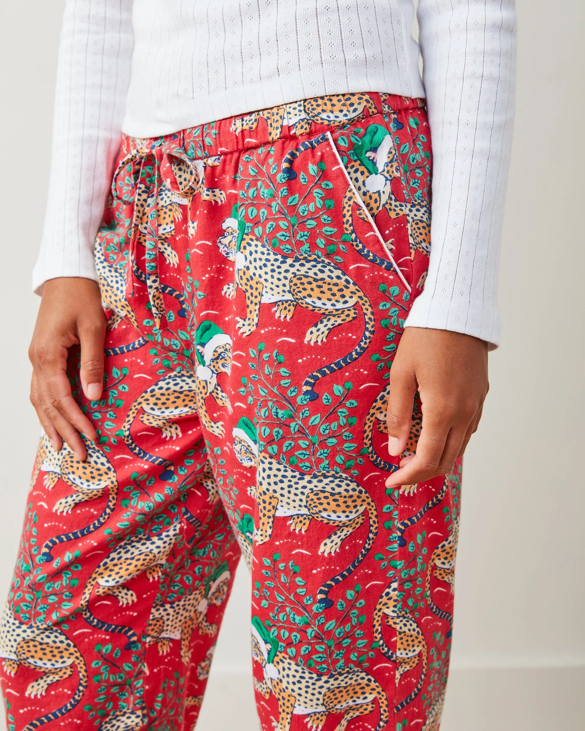 Holly Jolly Bagheera - Petite Lightweight Flannel PJ Pants - Ruby sold by Printfresh product image thumbnail 4