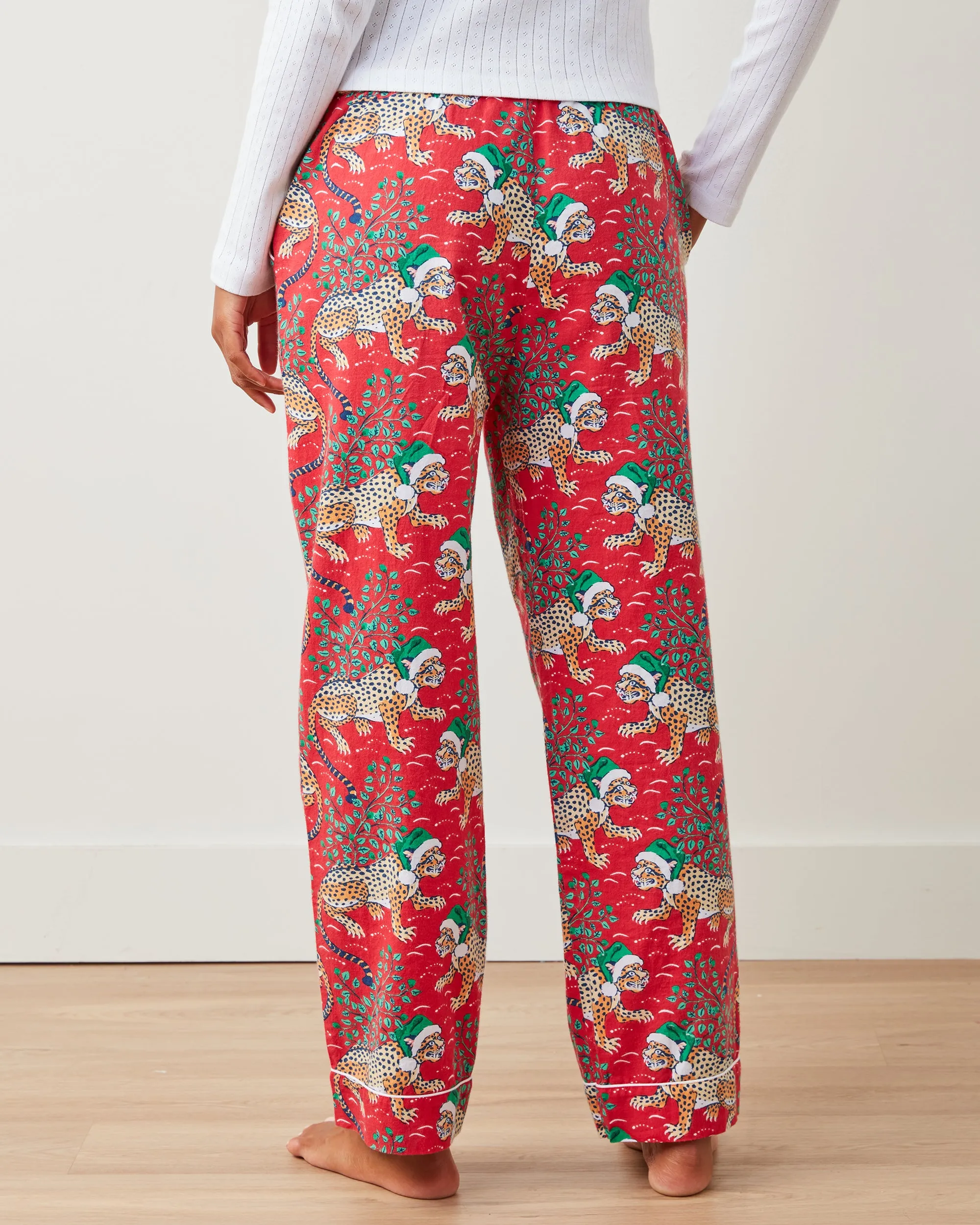 Holly Jolly Bagheera - Petite Lightweight Flannel PJ Pants - Ruby sold by Printfresh product image thumbnail 5