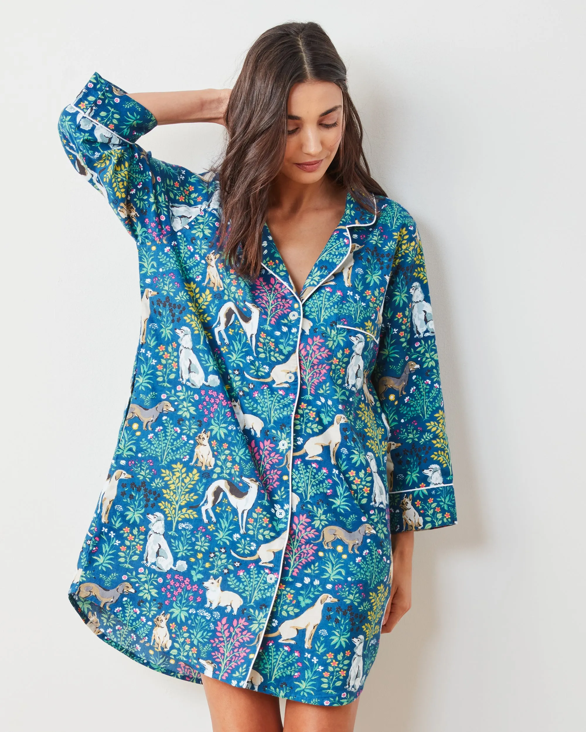 Must Love Dogs - Lightweight Flannel Sleep Shirt - Indigo sold by Printfresh