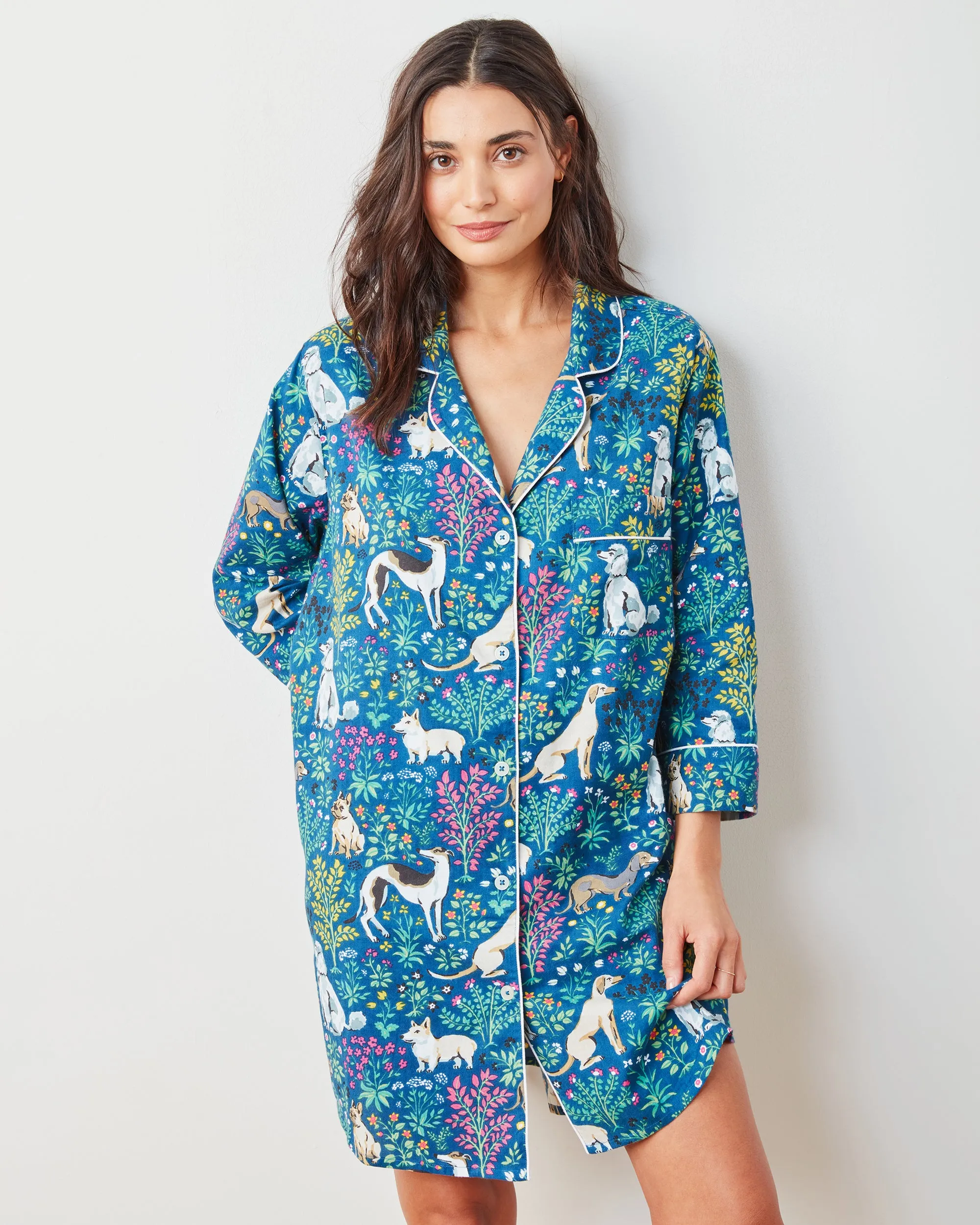 Must Love Dogs - Lightweight Flannel Sleep Shirt - Indigo sold by Printfresh product image thumbnail 4