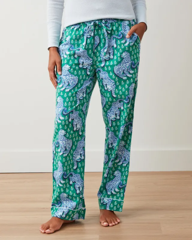 Tiger Queen - Petite Lightweight Flannel PJ Pants - Jade made by Printfresh