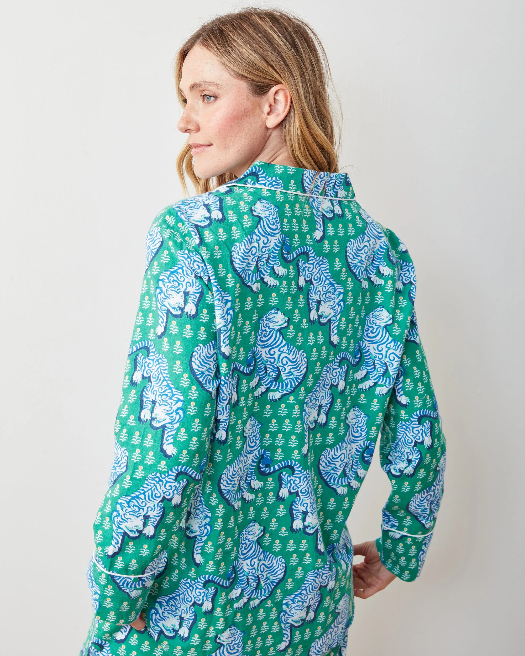 Tiger Queen - Petite Lightweight Flannel Long PJ Set - Jade sold by Printfresh product image thumbnail 3