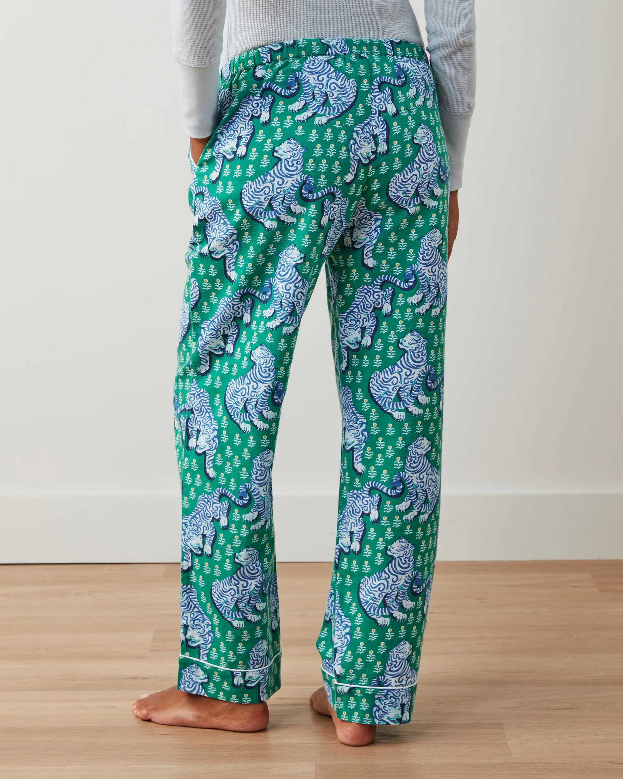 Tiger Queen - Lightweight Flannel PJ Pants - Jade sold by Printfresh product image thumbnail 4