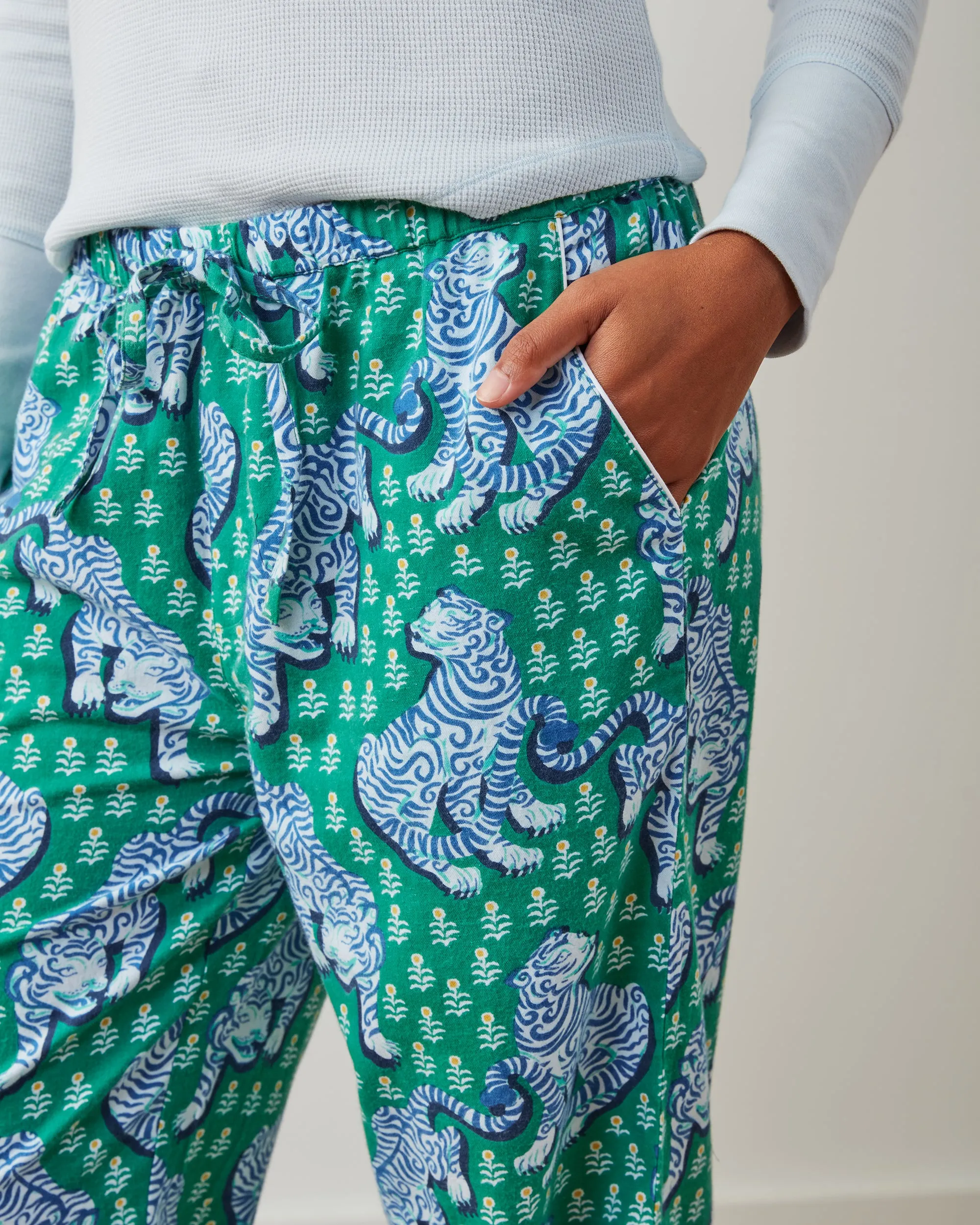 Tiger Queen - Lightweight Flannel PJ Pants - Jade sold by Printfresh product image thumbnail 3