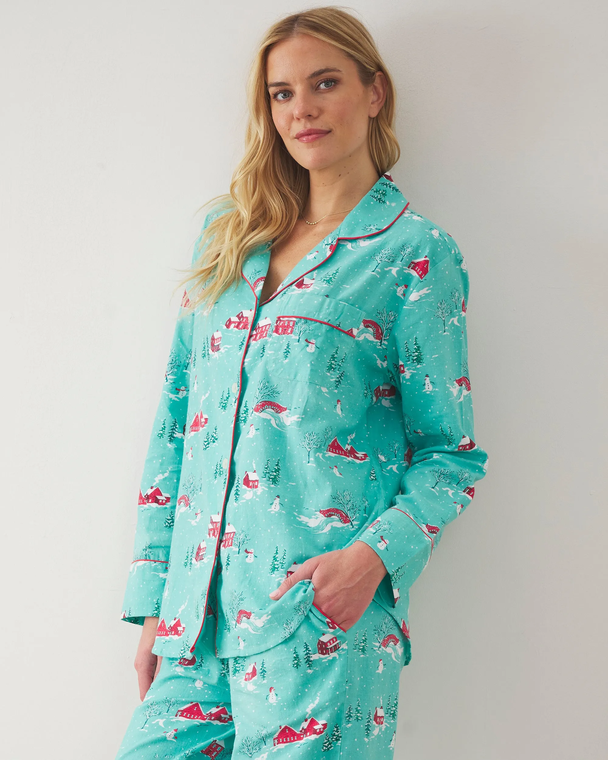 Winter Wonderland - Petite Lightweight Flannel Long PJ Set - Snow Day sold by Printfresh product image thumbnail 2