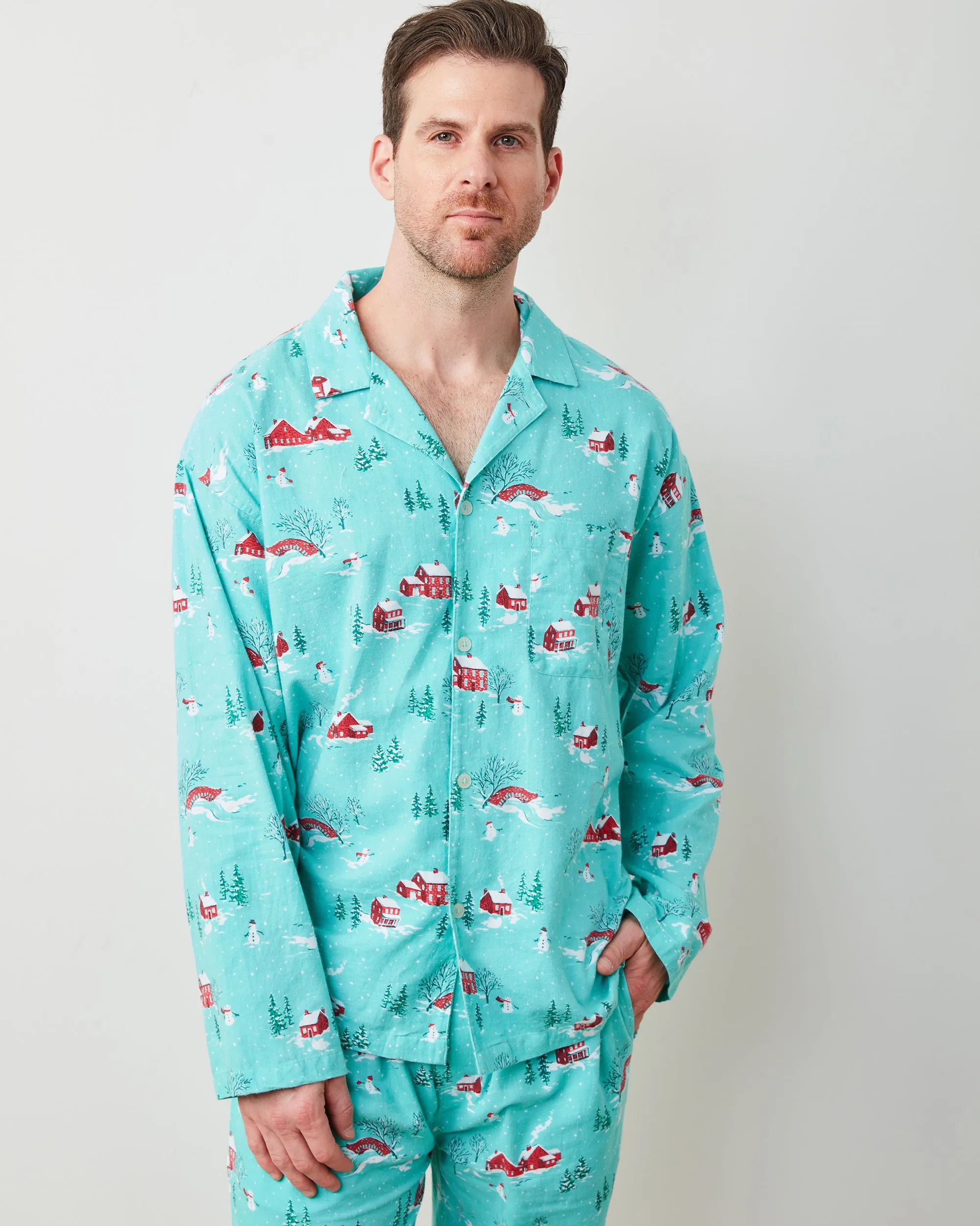 Winter Wonderland - Men's Lightweight Flannel Long PJ Set - Snow Day sold by Printfresh product image thumbnail 3