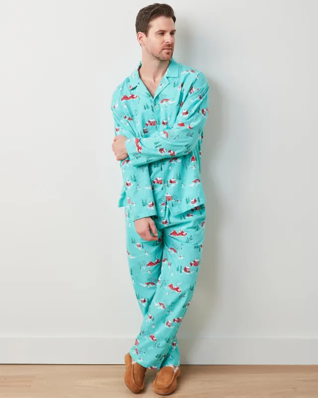 Winter Wonderland - Men's Lightweight Flannel Long PJ Set - Snow Day sold by Printfresh