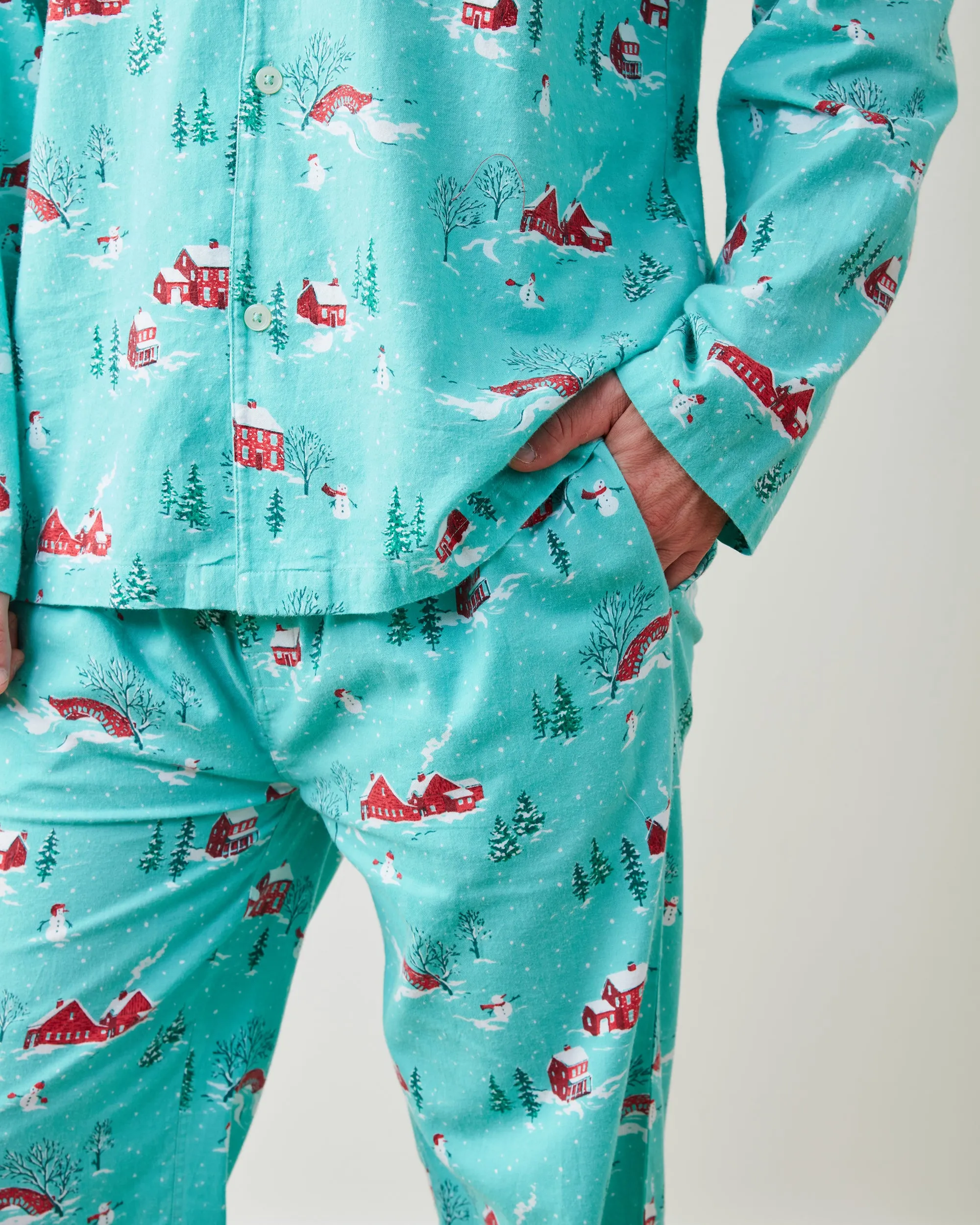 Winter Wonderland - Men's Lightweight Flannel Long PJ Set - Snow Day sold by Printfresh product image thumbnail 4