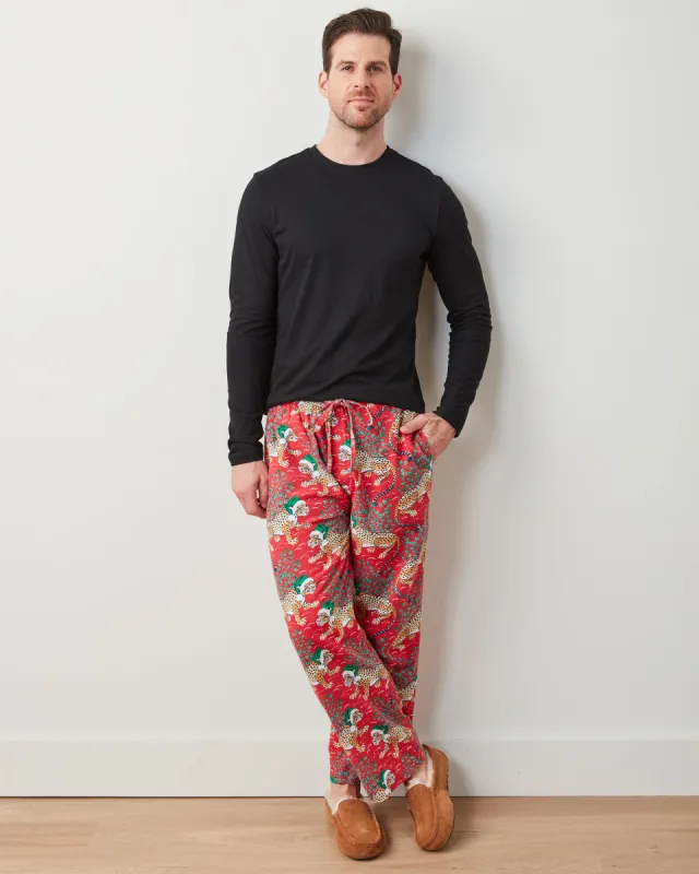 Holly Jolly Bagheera - Men's Lightweight Flannel PJ Pants - Ruby sold by Printfresh