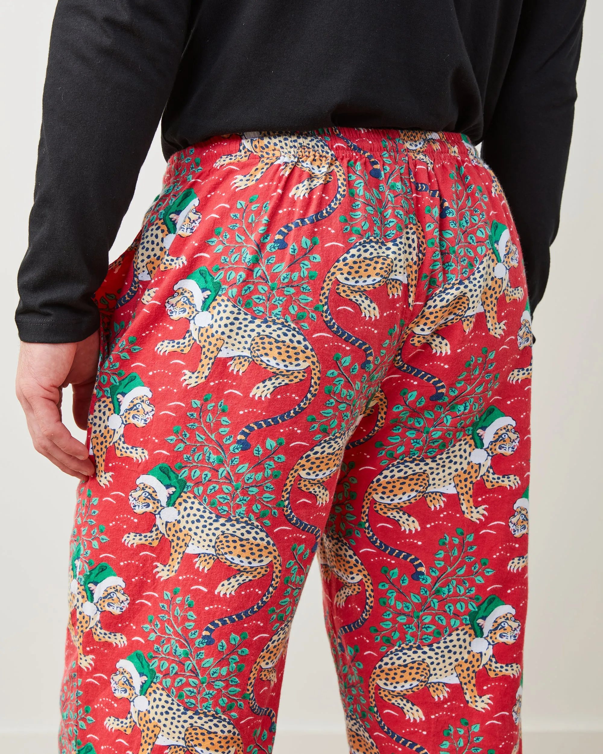 Holly Jolly Bagheera - Men's Lightweight Flannel PJ Pants - Ruby sold by Printfresh product image thumbnail 5