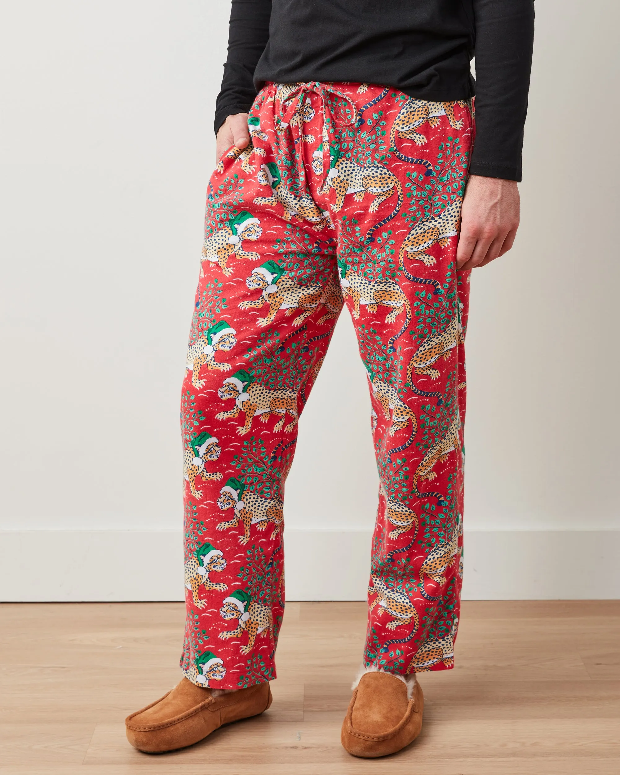 Holly Jolly Bagheera - Men's Lightweight Flannel PJ Pants - Ruby sold by Printfresh product image thumbnail 2