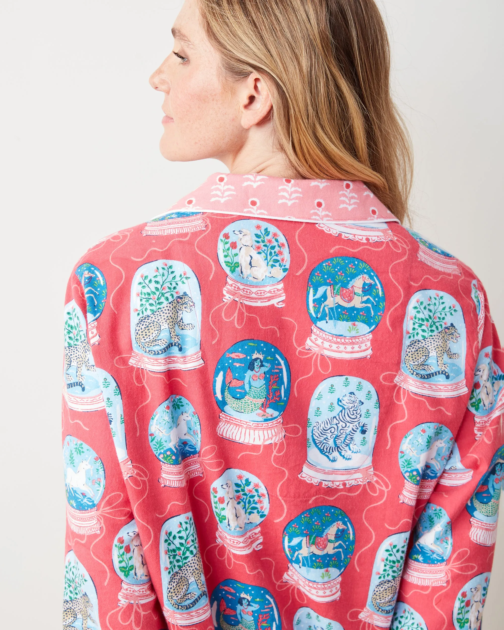 Snow Globe Magic - Lightweight Flannel Sleep Shirt - Red Ribbon sold by Printfresh product image thumbnail 4