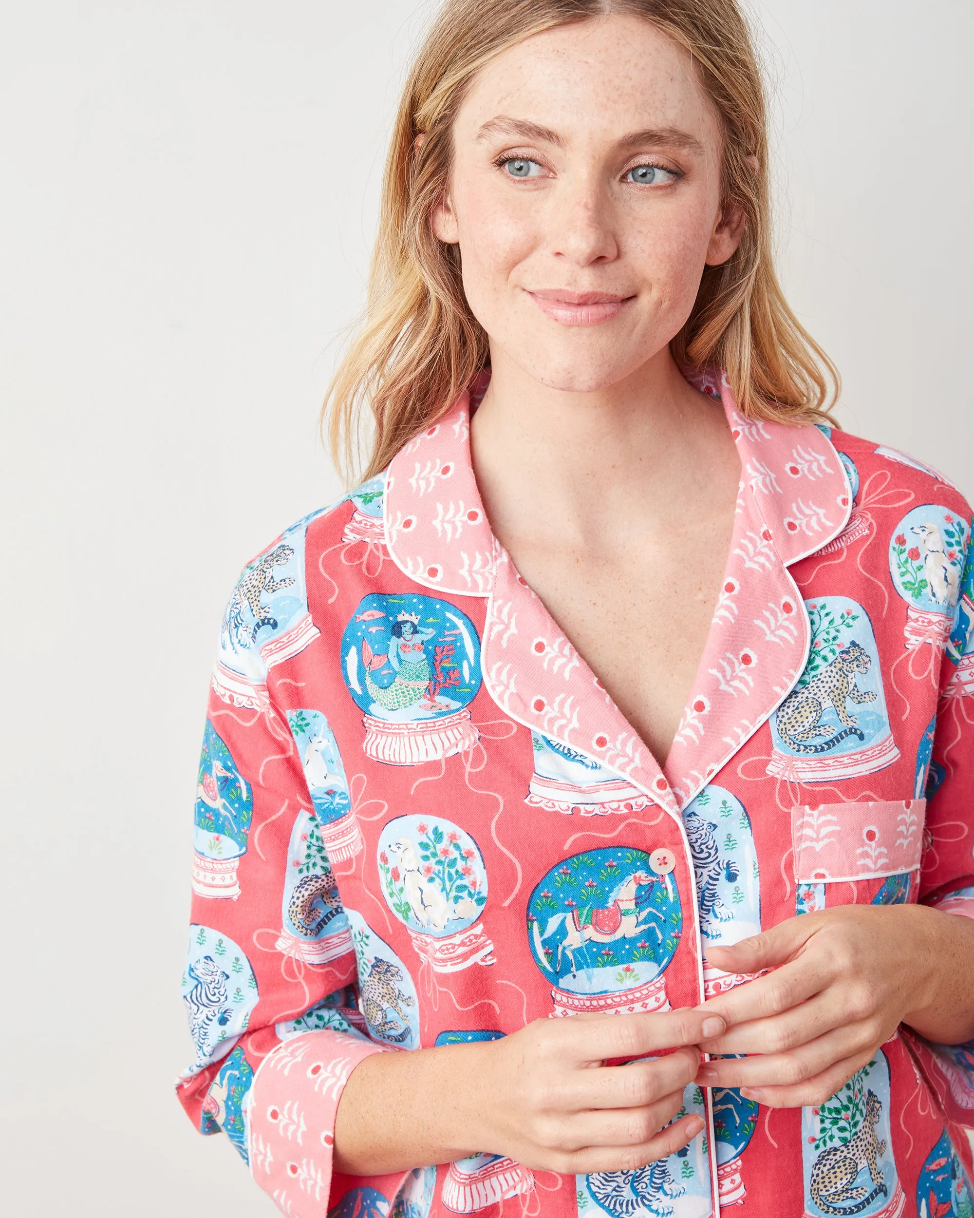 Snow Globe Magic - Lightweight Flannel Sleep Shirt - Red Ribbon sold by Printfresh product image thumbnail 5