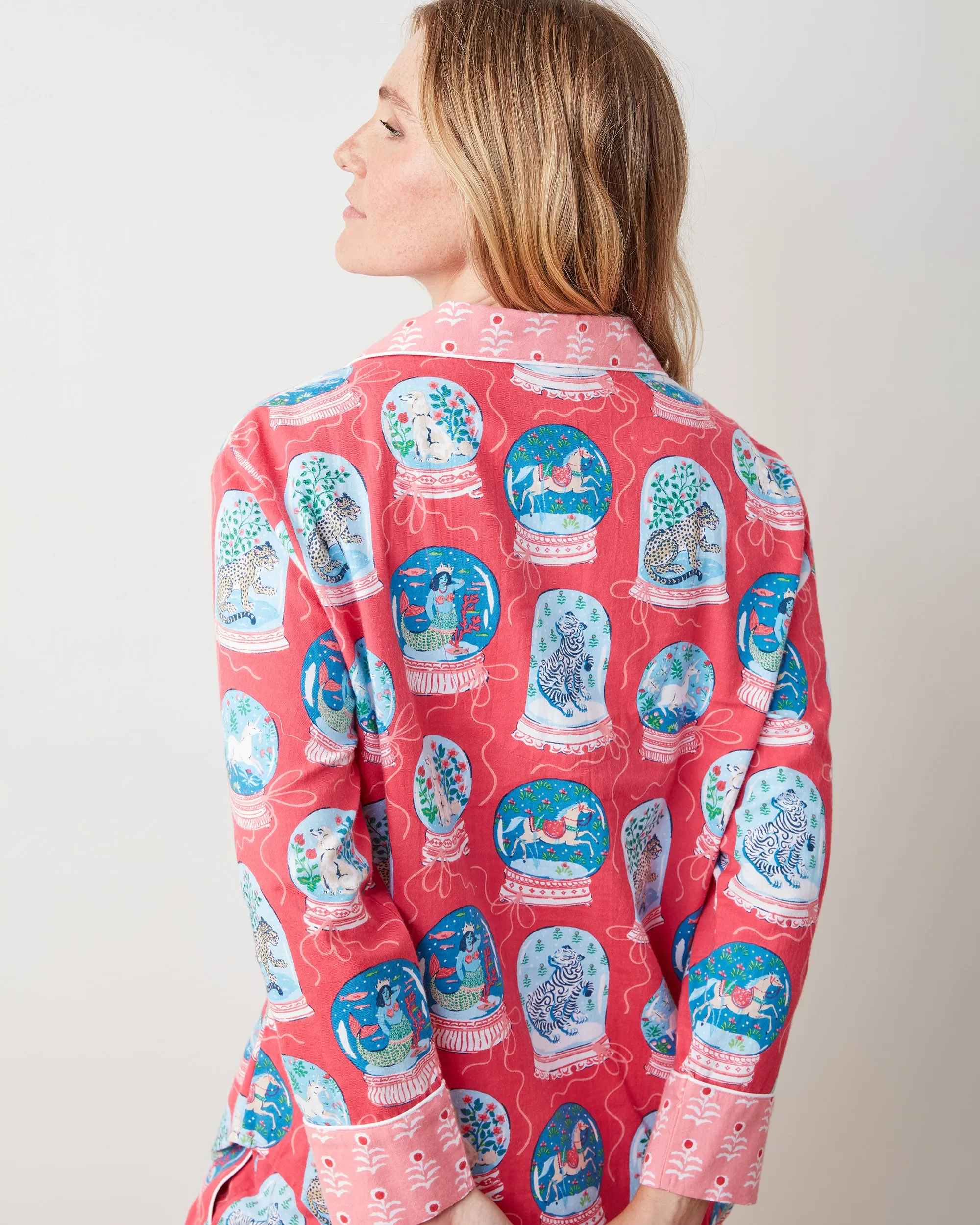 Snow Globe Magic - Lightweight Flannel Long PJ Set - Red Ribbon sold by Printfresh product image thumbnail 4