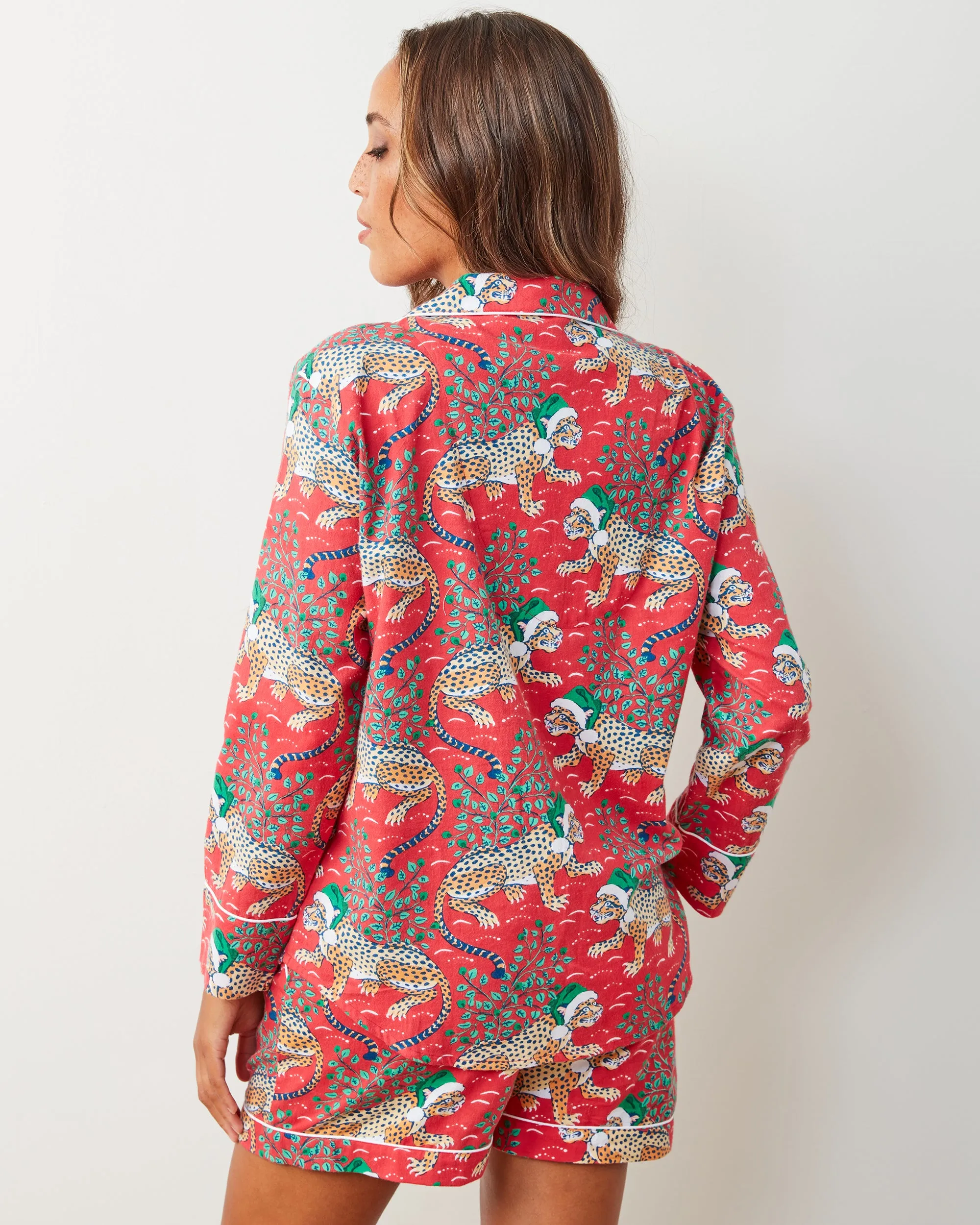 Holly Jolly Bagheera - Lightweight Flannel Long Sleeve Top & Shorts Set - Ruby sold by Printfresh product image thumbnail 3