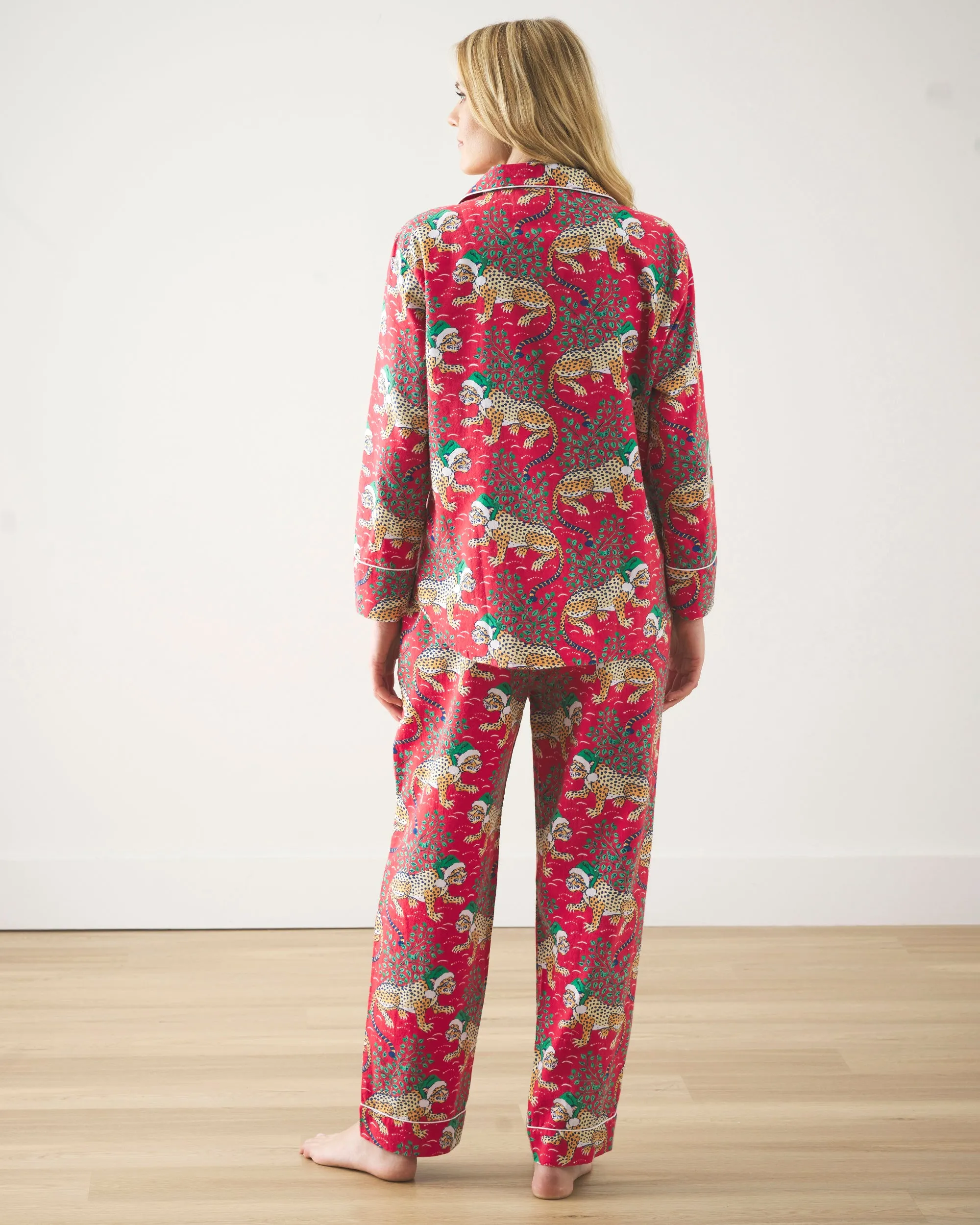 Holly Jolly Bagheera - Lightweight Flannel Long PJ Set - Ruby sold by Printfresh product image thumbnail 5