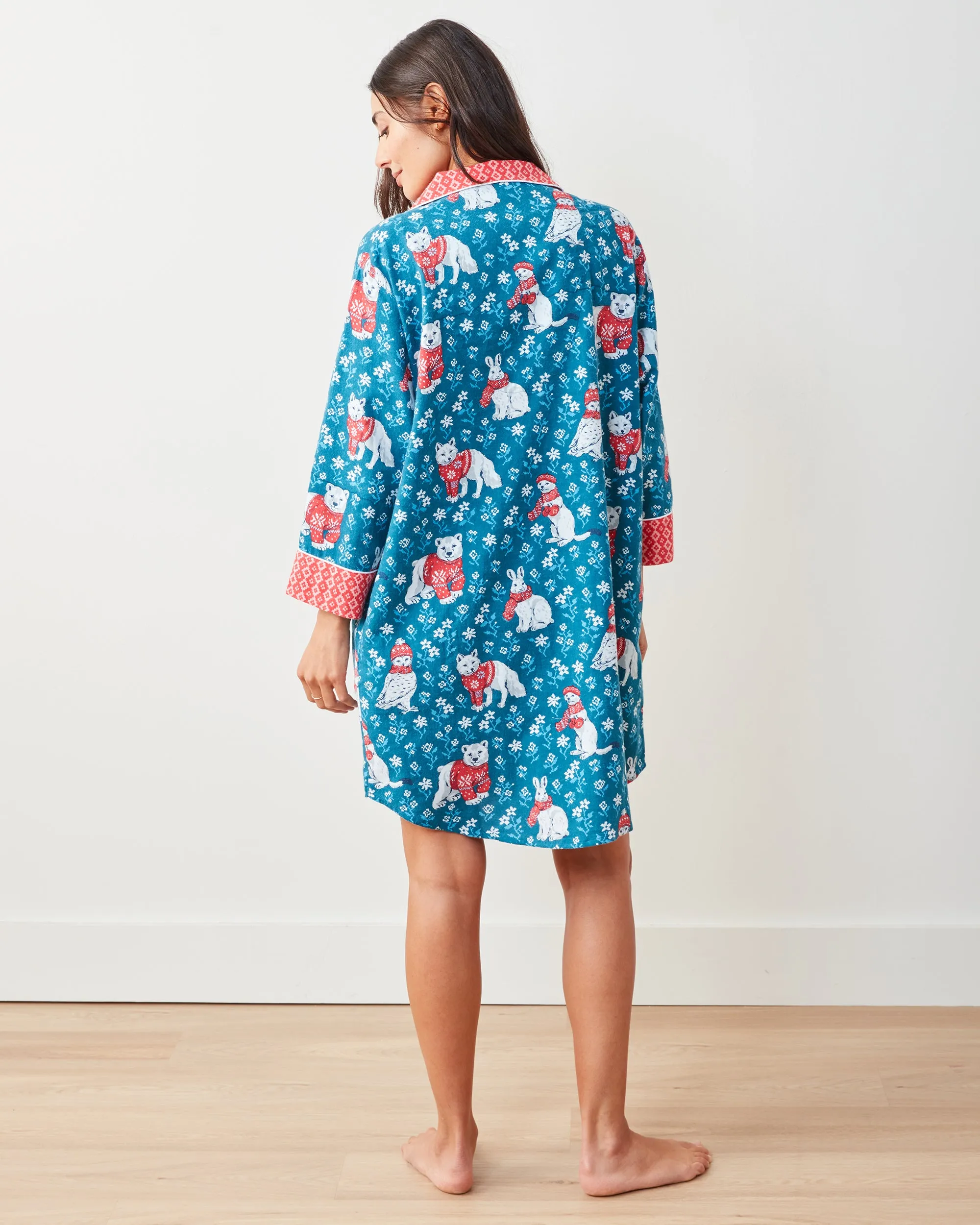 Bundled Up - Lightweight Flannel Sleep Shirt - Navy sold by Printfresh product image thumbnail 5